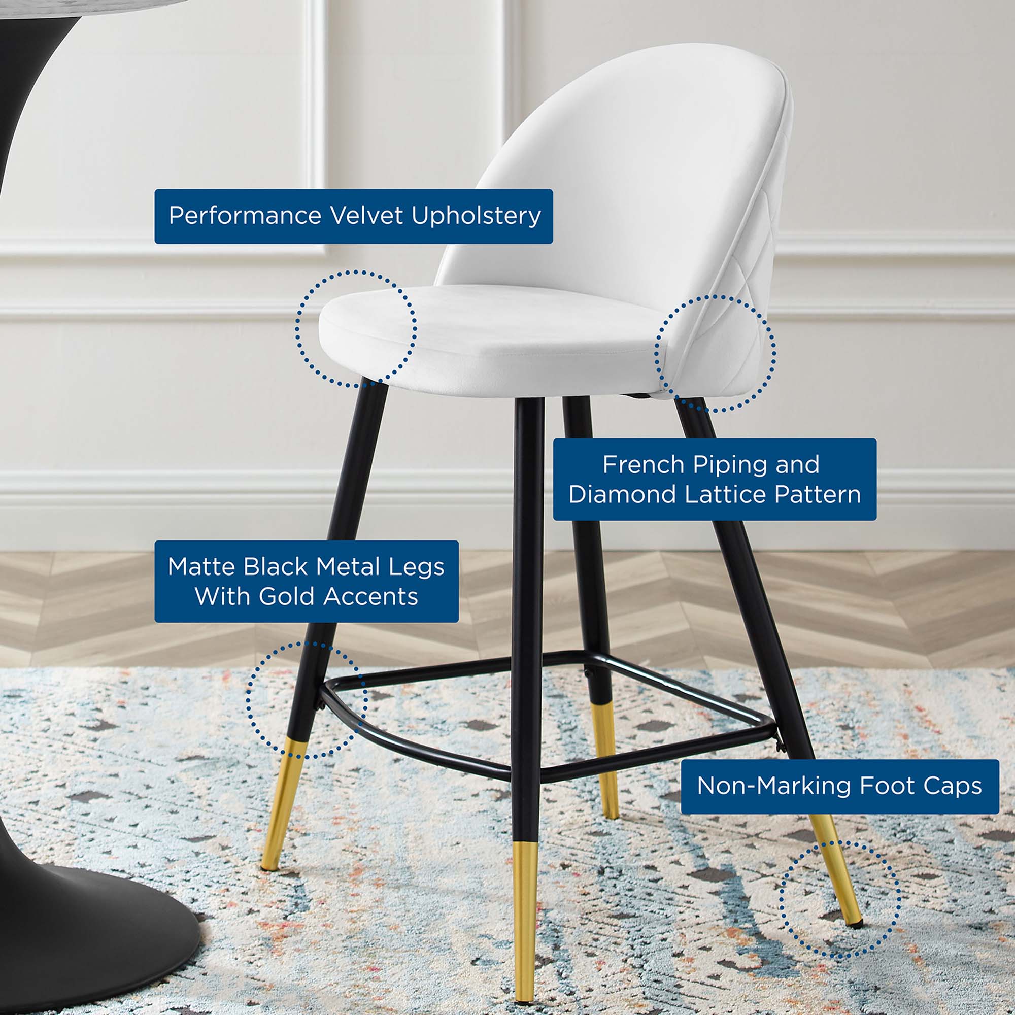 Cordial Performance Velvet Counter Stools Set of 2 by Modway