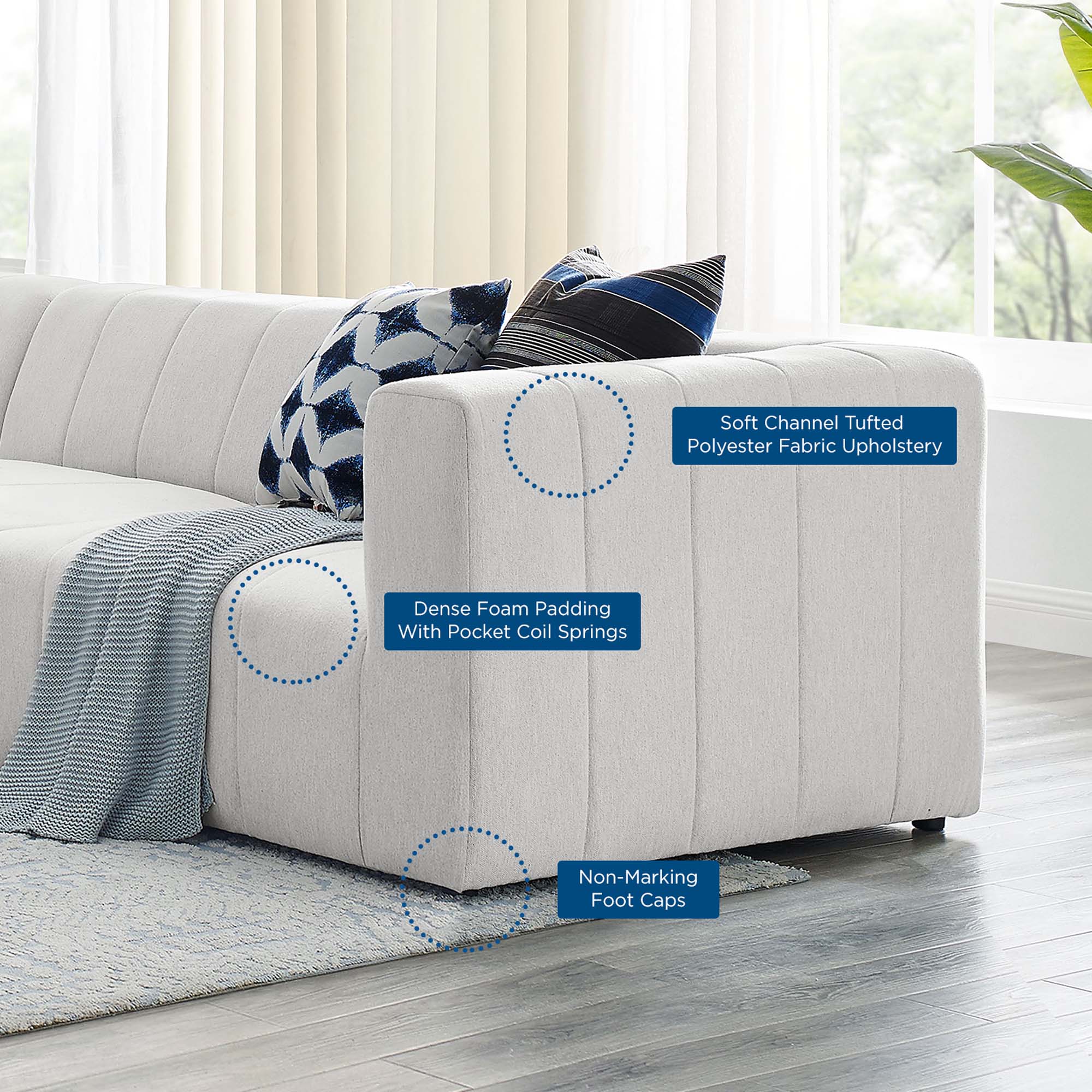 Bartlett Upholstered Fabric 5-Piece Sectional Sofa by Modway