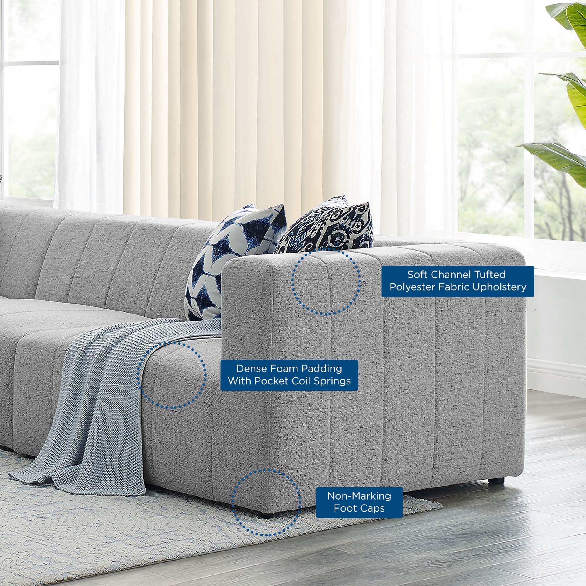 Bartlett Upholstered Fabric 5-Piece Sectional Sofa by Modway