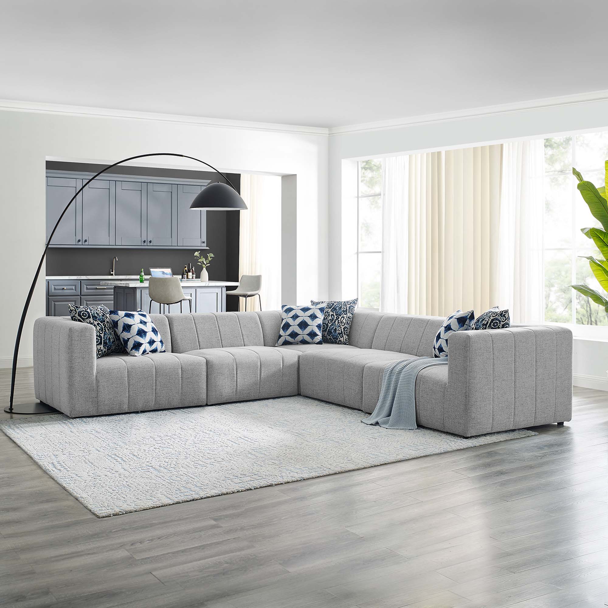 Bartlett Upholstered Fabric 5-Piece Sectional Sofa by Modway