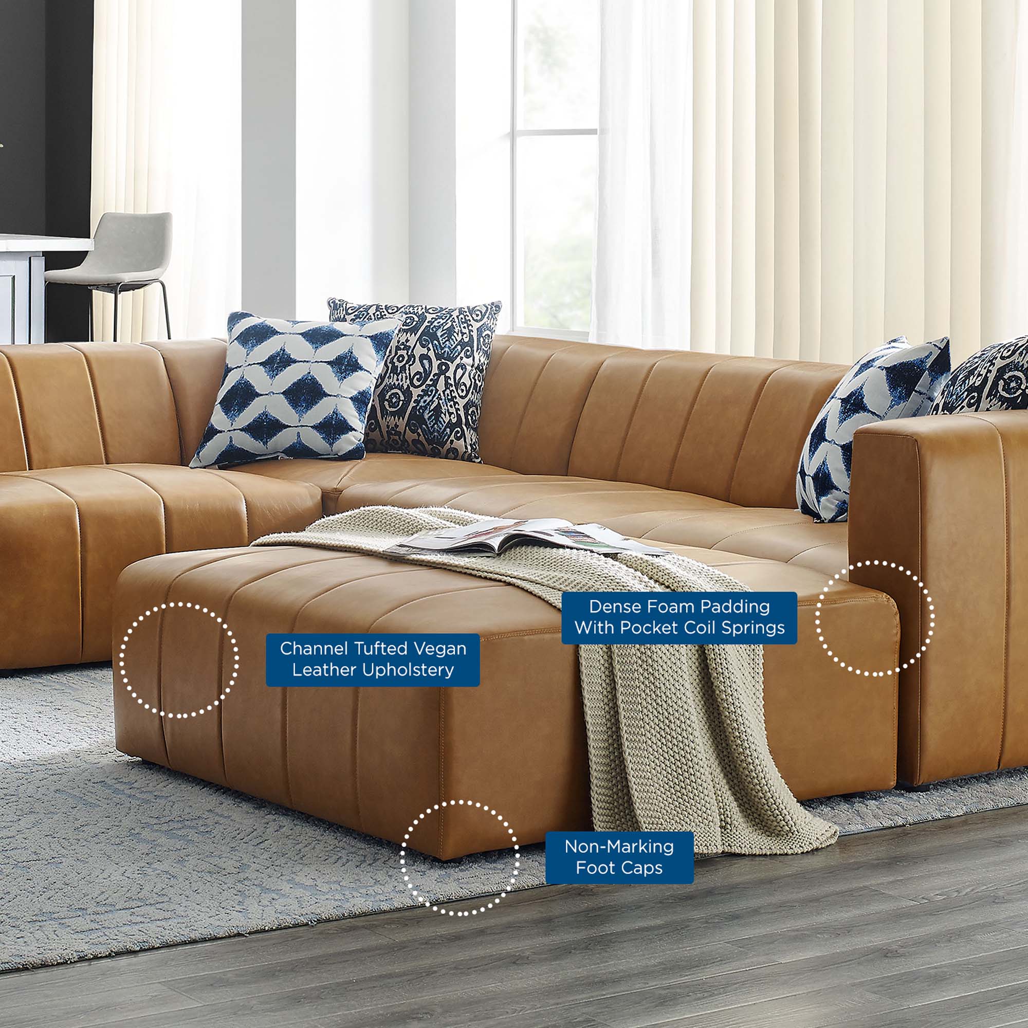 Bartlett Vegan Leather 6-Piece Sectional Sofa by Modway