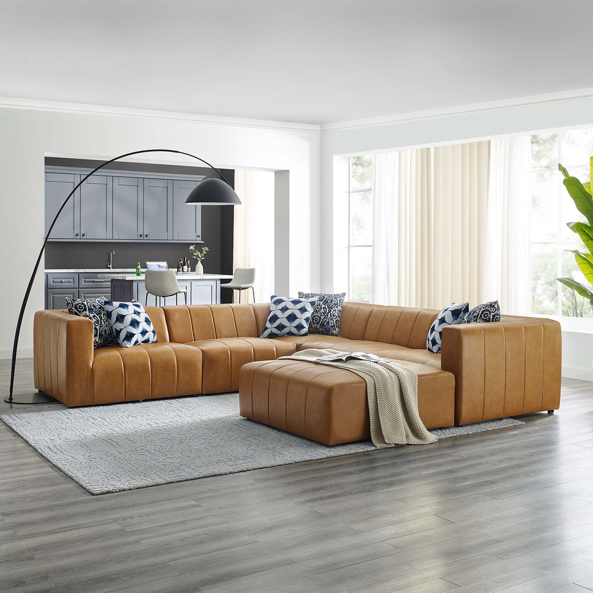 Bartlett Vegan Leather 6-Piece Sectional Sofa by Modway