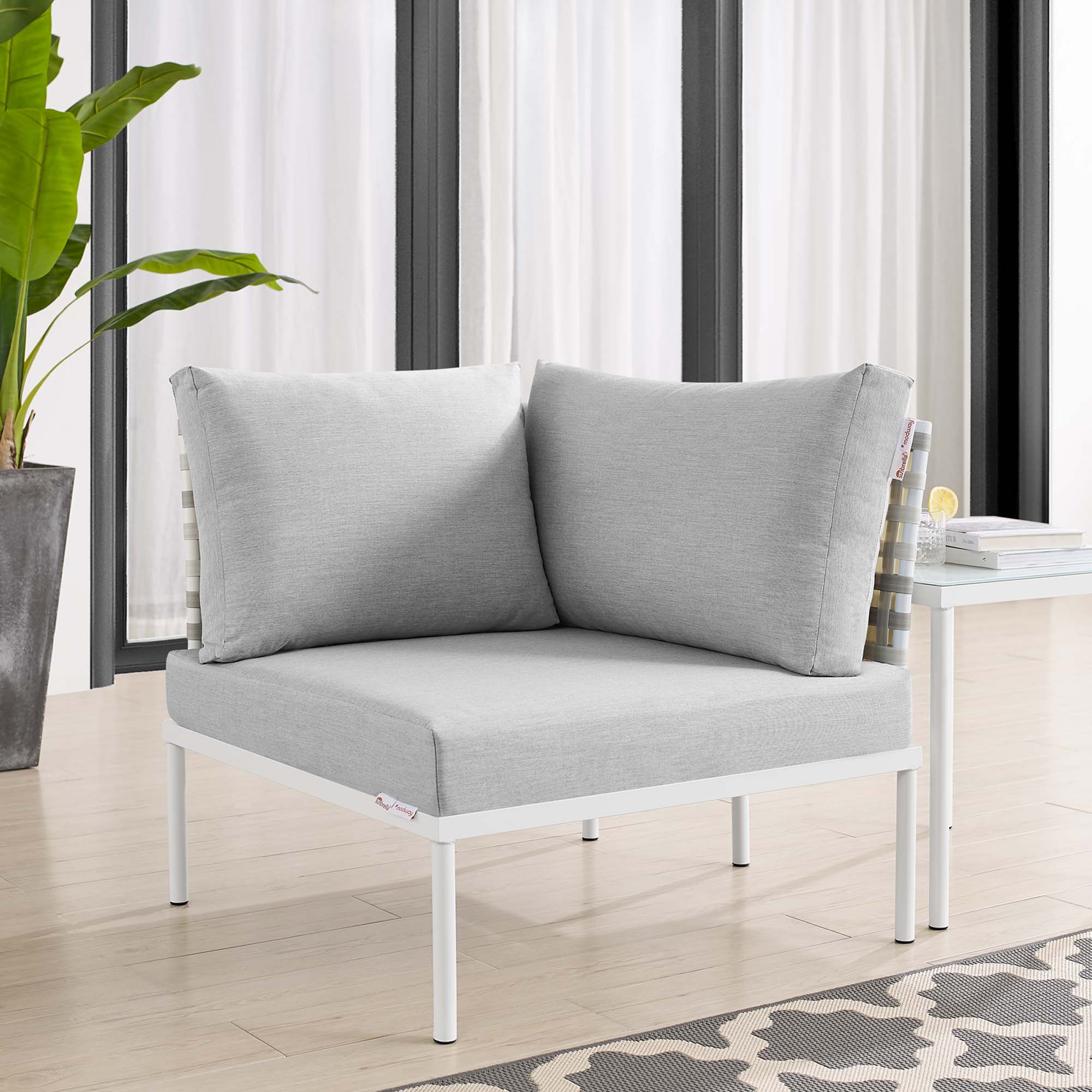 Harmony Sunbrella® Basket Weave Outdoor Patio Aluminum Corner Chair by Modway