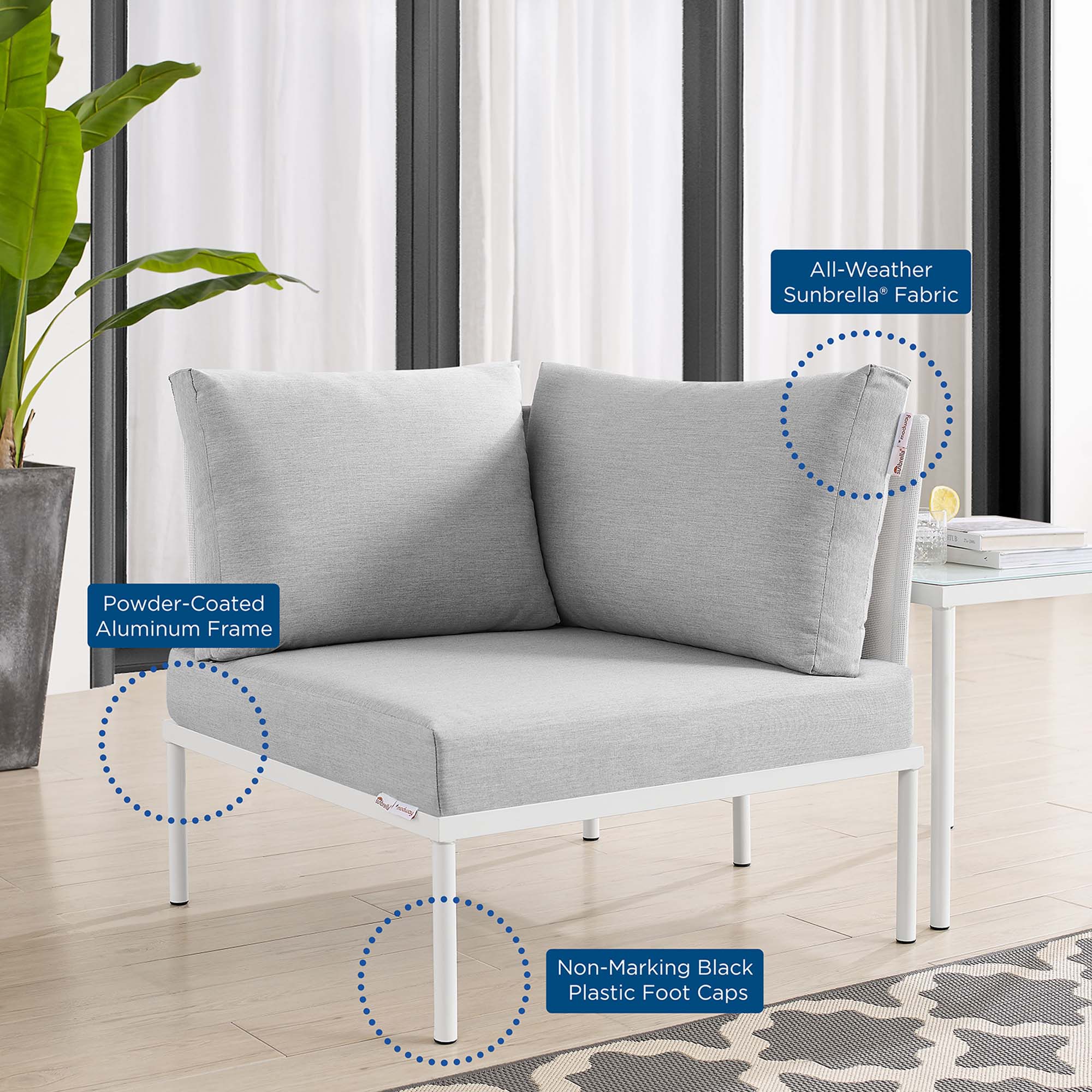 Harmony Sunbrella® Outdoor Patio All Mesh Corner Chair by Modway