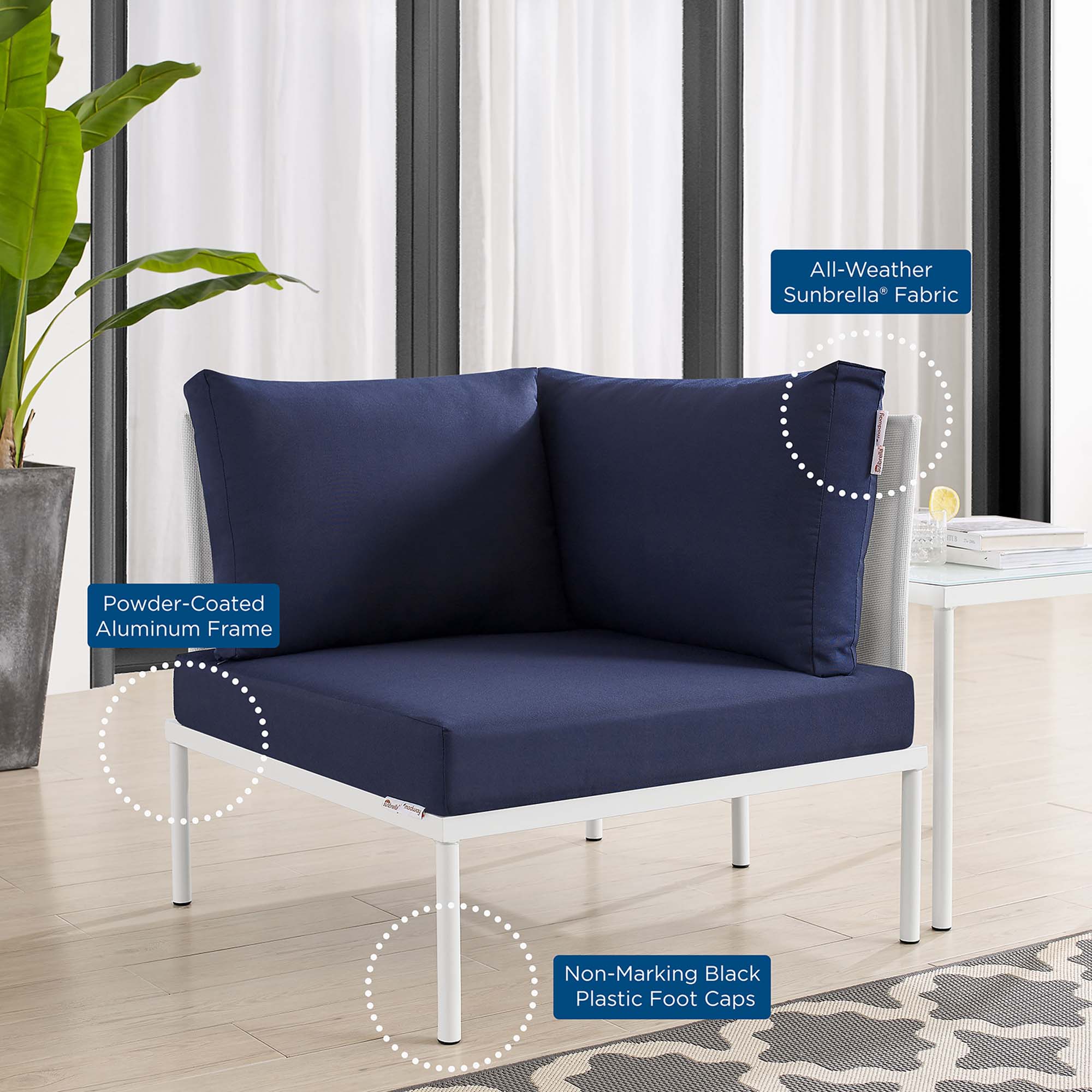 Harmony Sunbrella® Outdoor Patio All Mesh Corner Chair by Modway