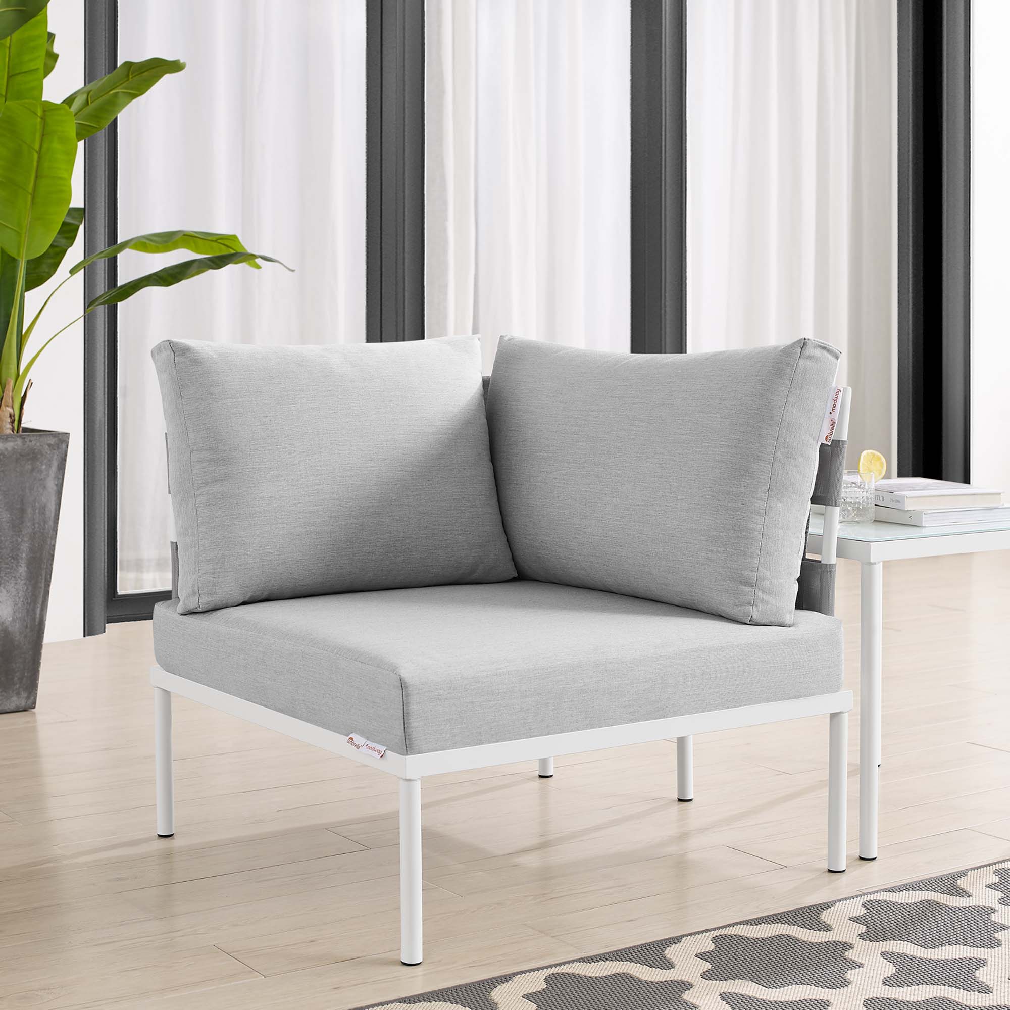 Harmony Sunbrella® Outdoor Patio Aluminum Corner Chair by Modway