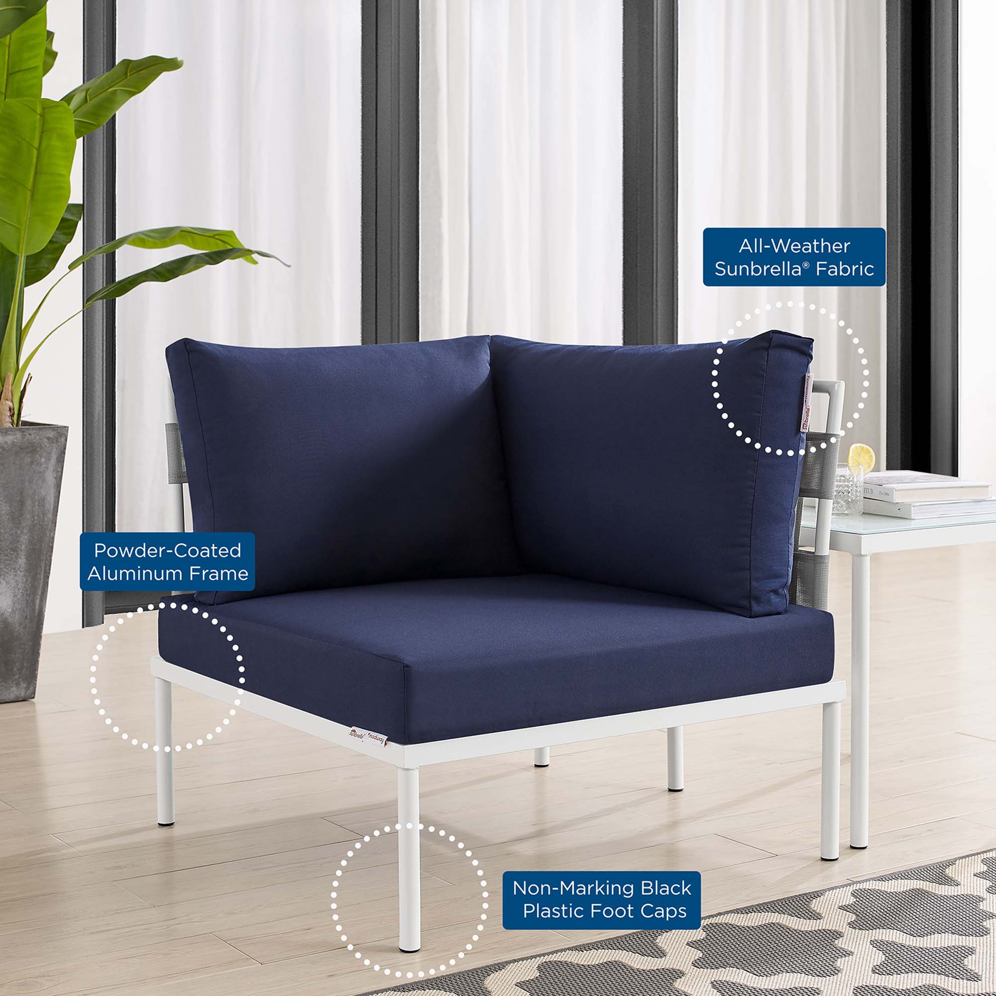 Harmony Sunbrella® Outdoor Patio Aluminum Corner Chair by Modway