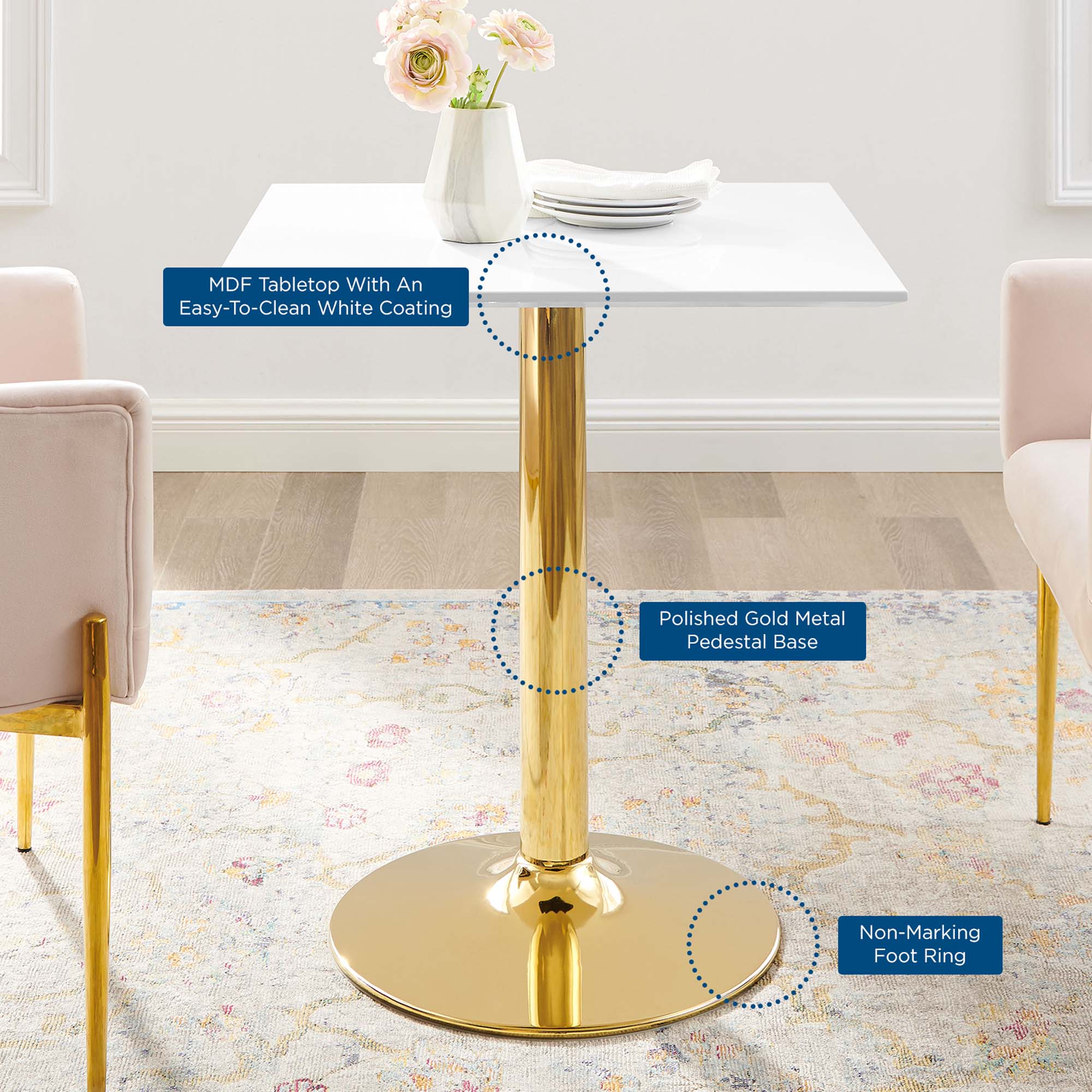 Verne 28" Square Dining Table by Modway