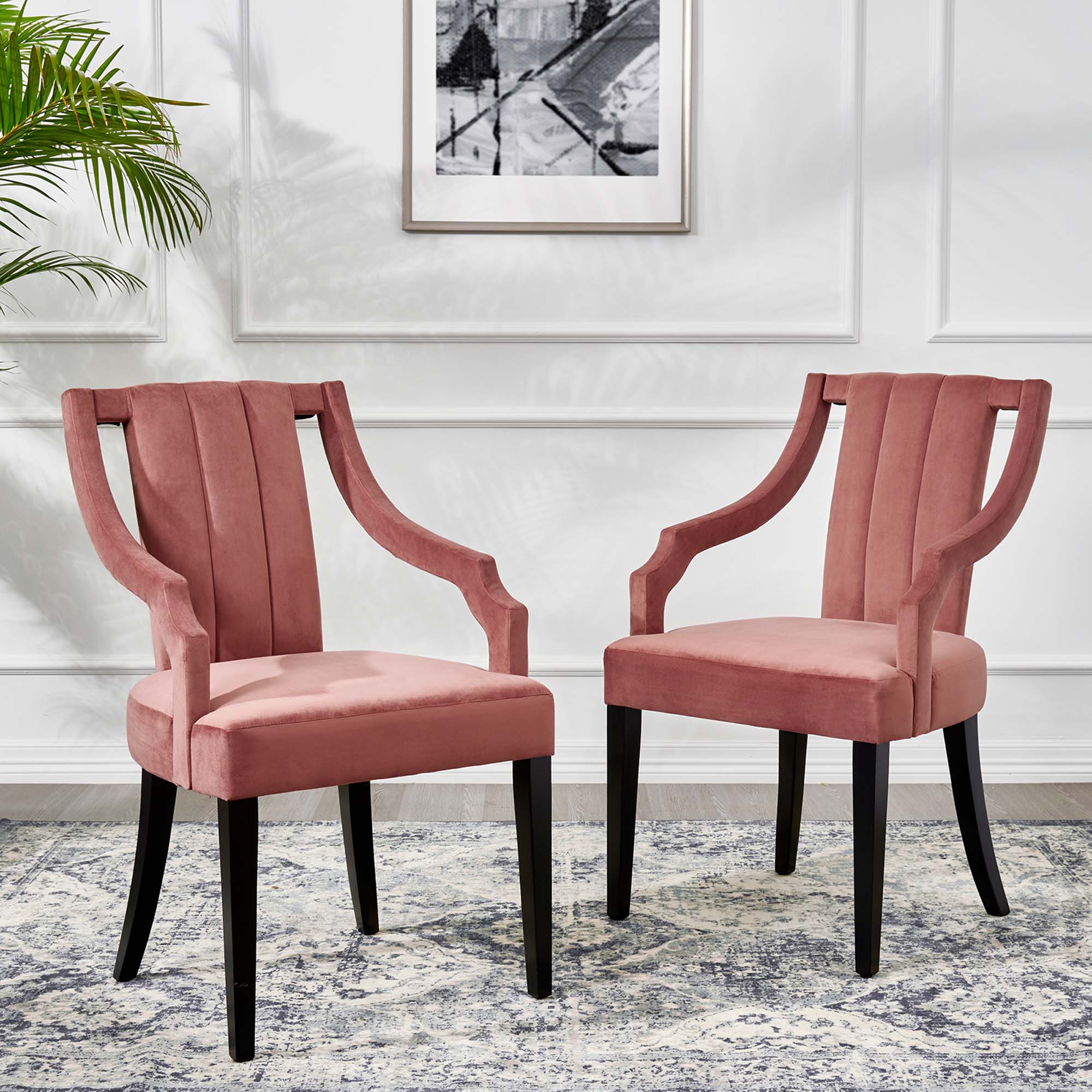 Moxie Upholstered Fabric Dining Armchairs - Set of 2 by Modway