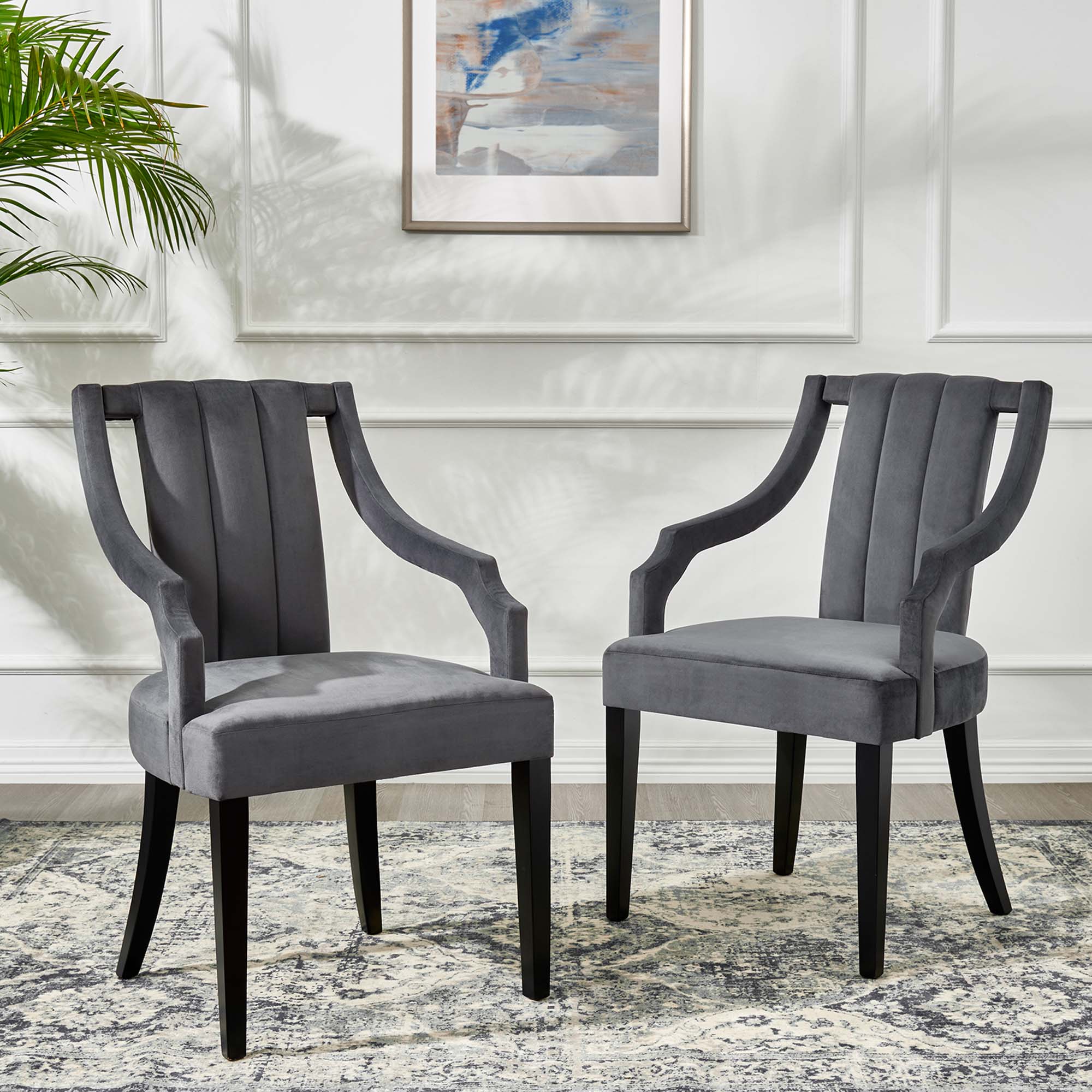 Moxie Upholstered Fabric Dining Armchairs - Set of 2 by Modway