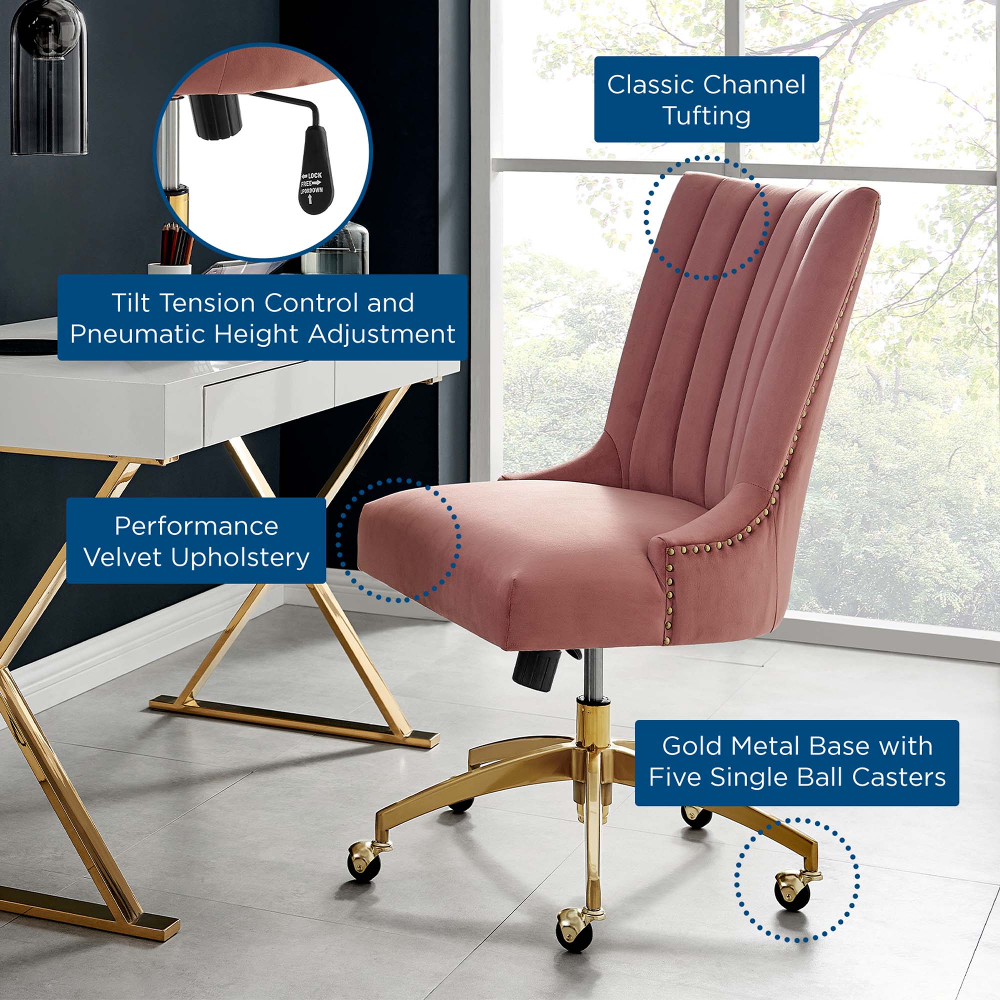 Empower Channel Tufted Performance Velvet Office Chair by Modway