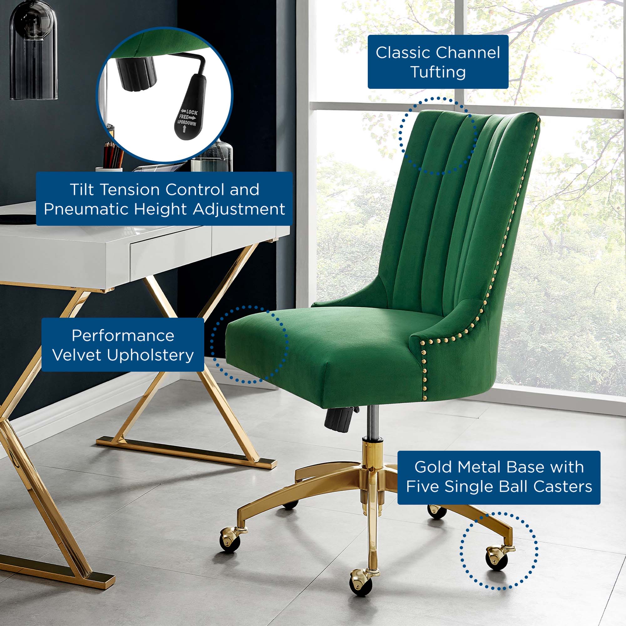 Empower Channel Tufted Performance Velvet Office Chair by Modway
