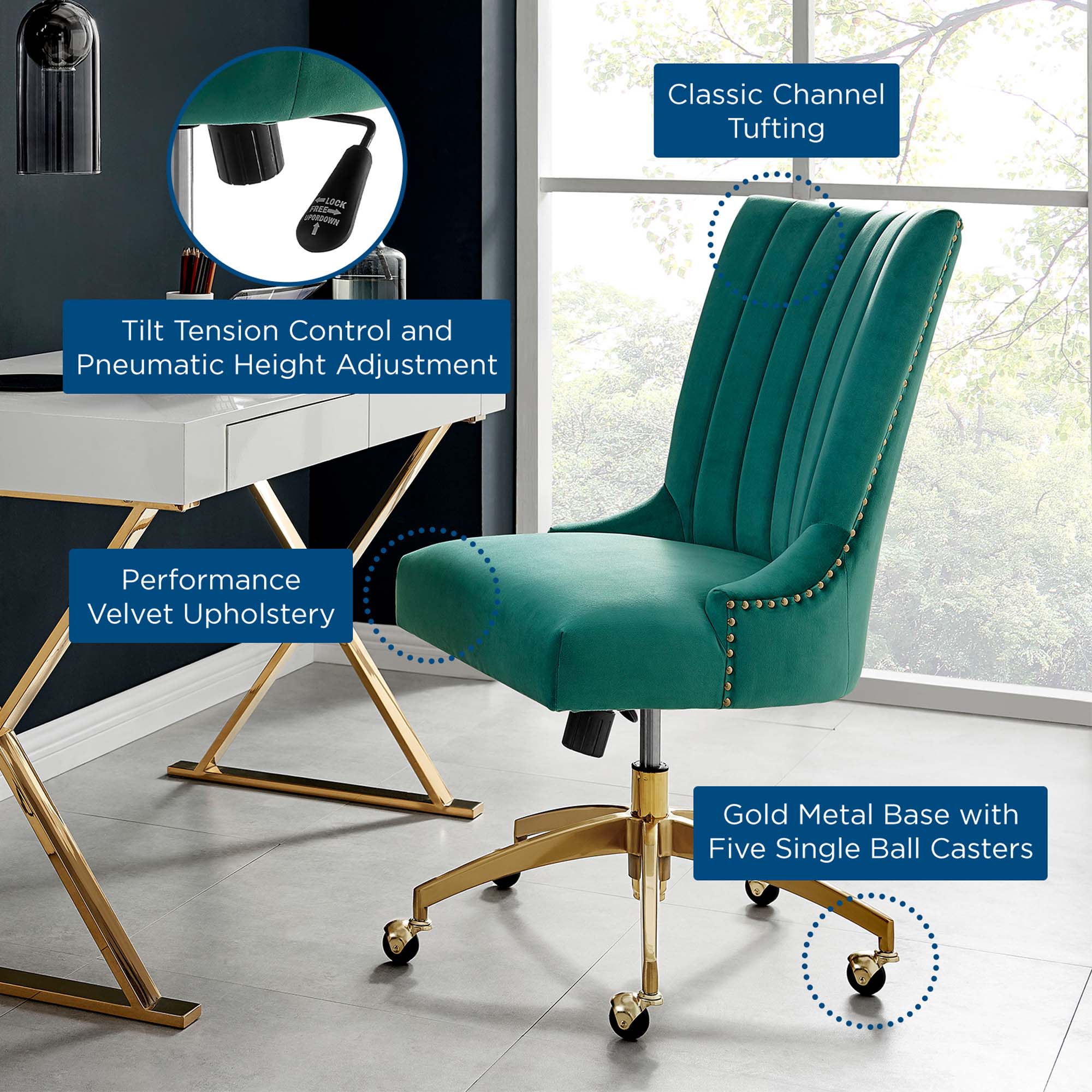 Empower Channel Tufted Performance Velvet Office Chair by Modway