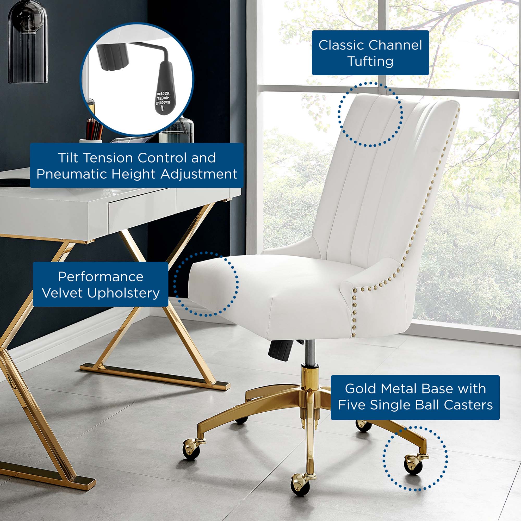 Empower Channel Tufted Performance Velvet Office Chair by Modway