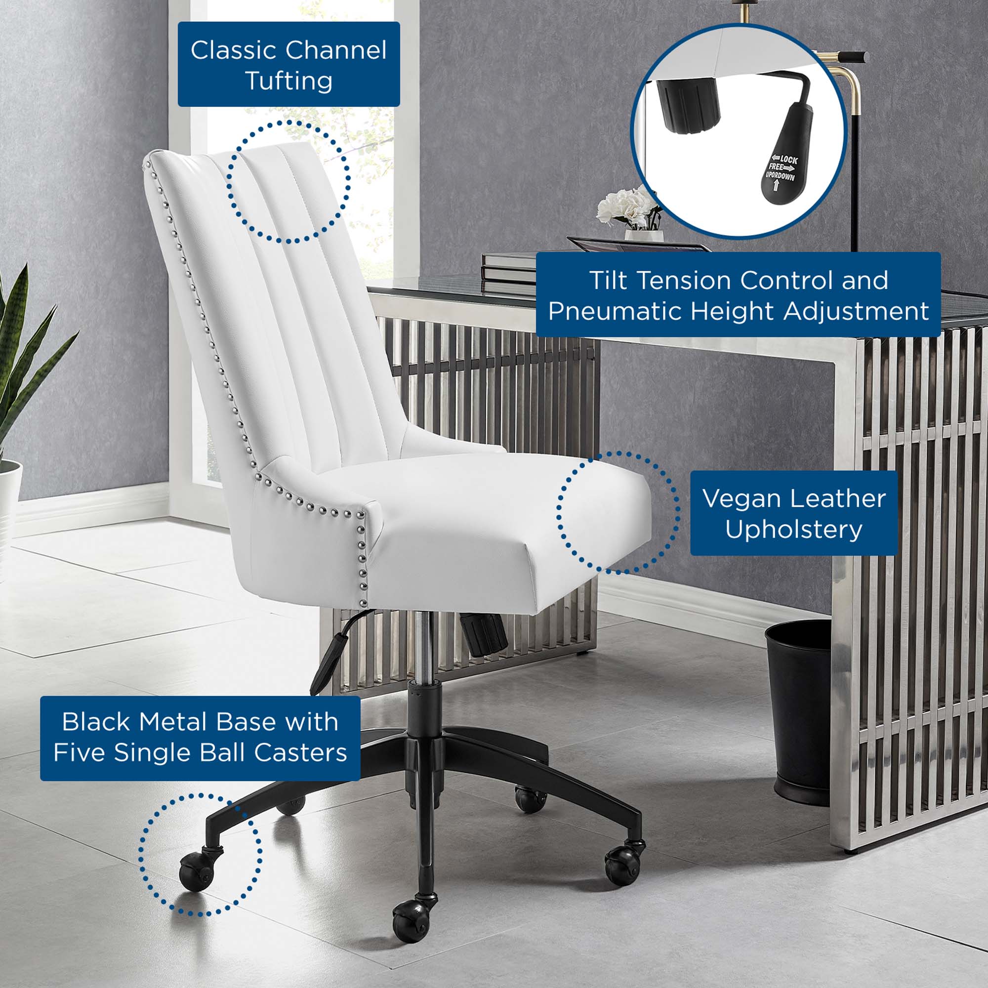Empower Channel Tufted Vegan Leather Office Chair by Modway