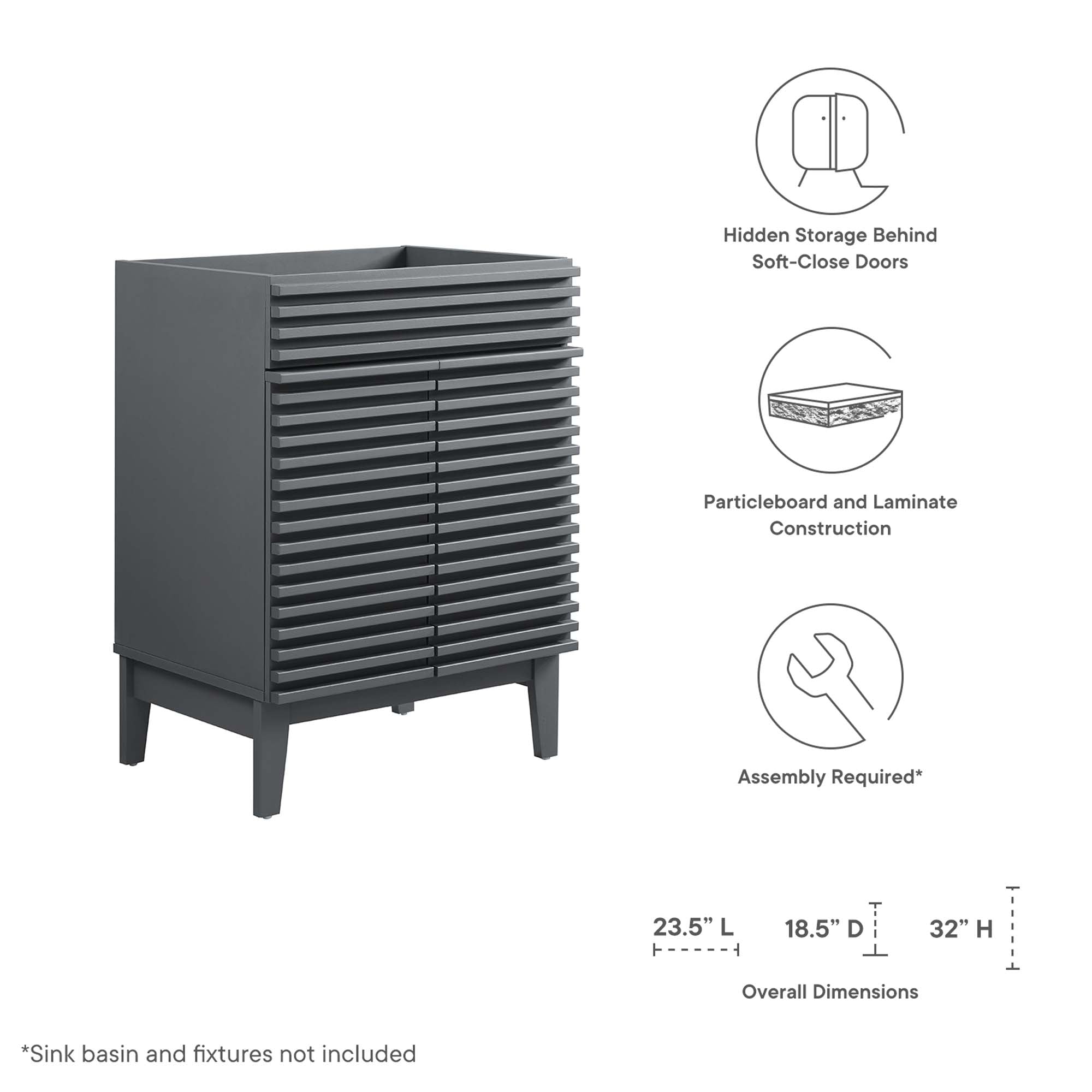 Render 18" and 24" Bathroom Cabinets Basin Not Included by Modway
