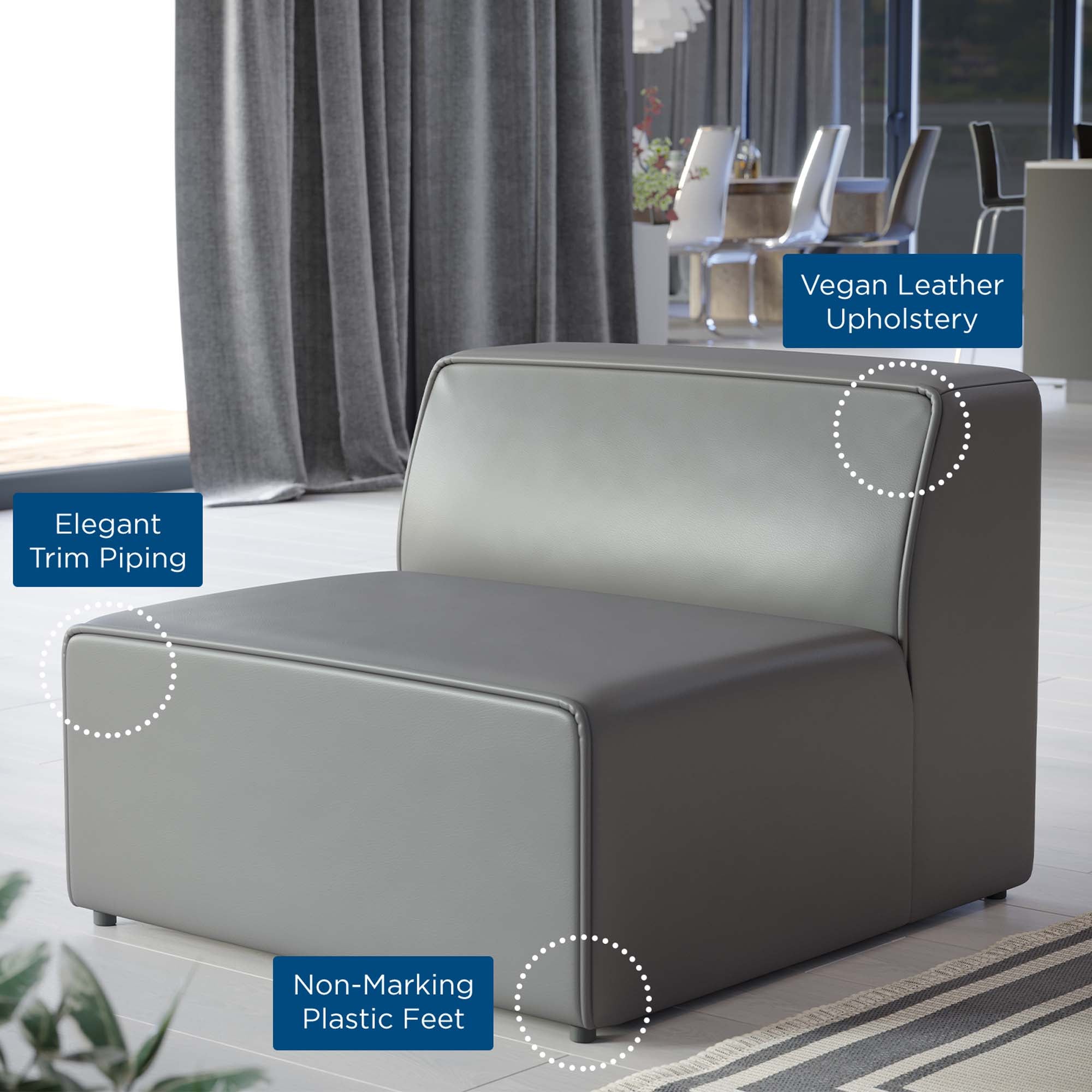 Mingle Vegan Leather Armless Chair by Modway