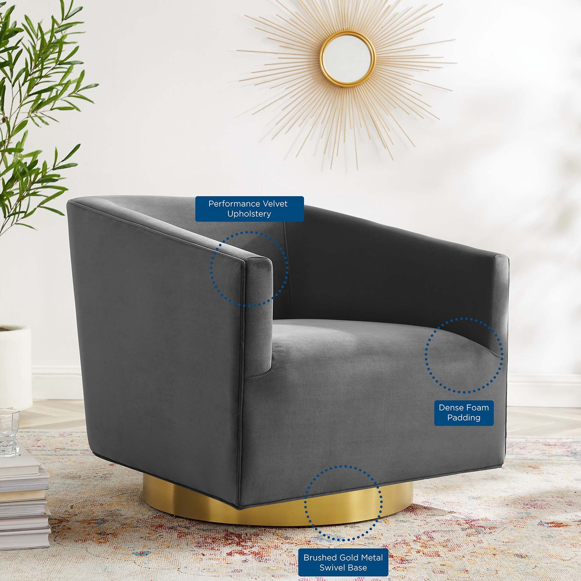 Twist Accent Lounge Performance Velvet Swivel Chair by Modway