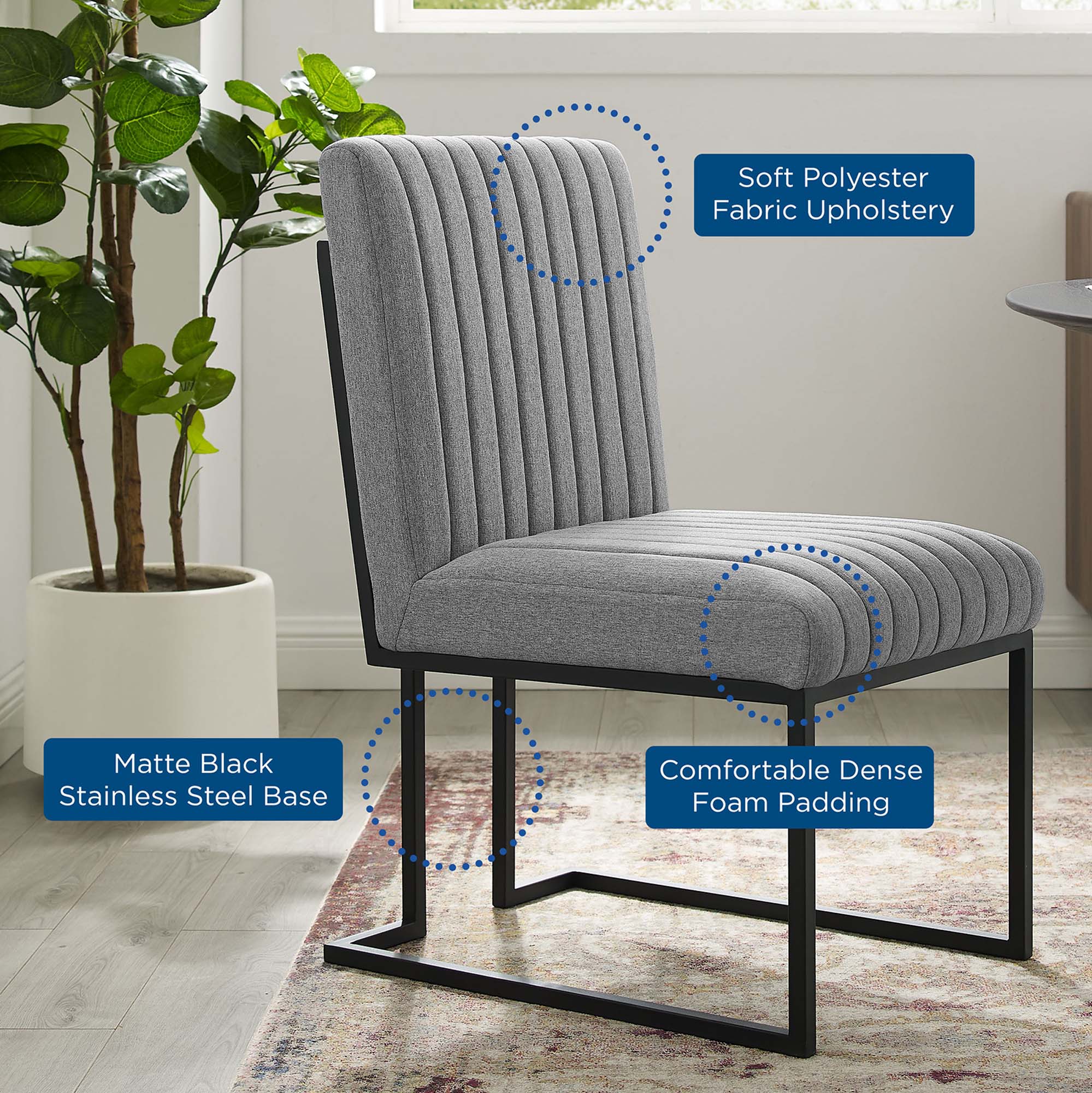 Indulge Channel Tufted Fabric Dining Chair by Modway