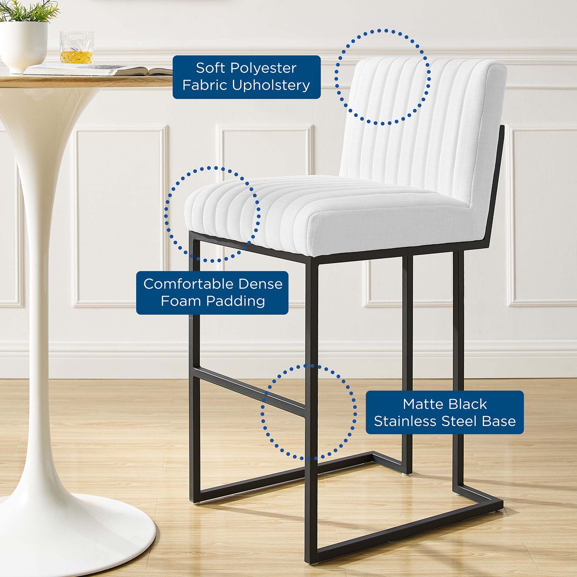 Indulge Channel Tufted Fabric Bar Stool by Modway