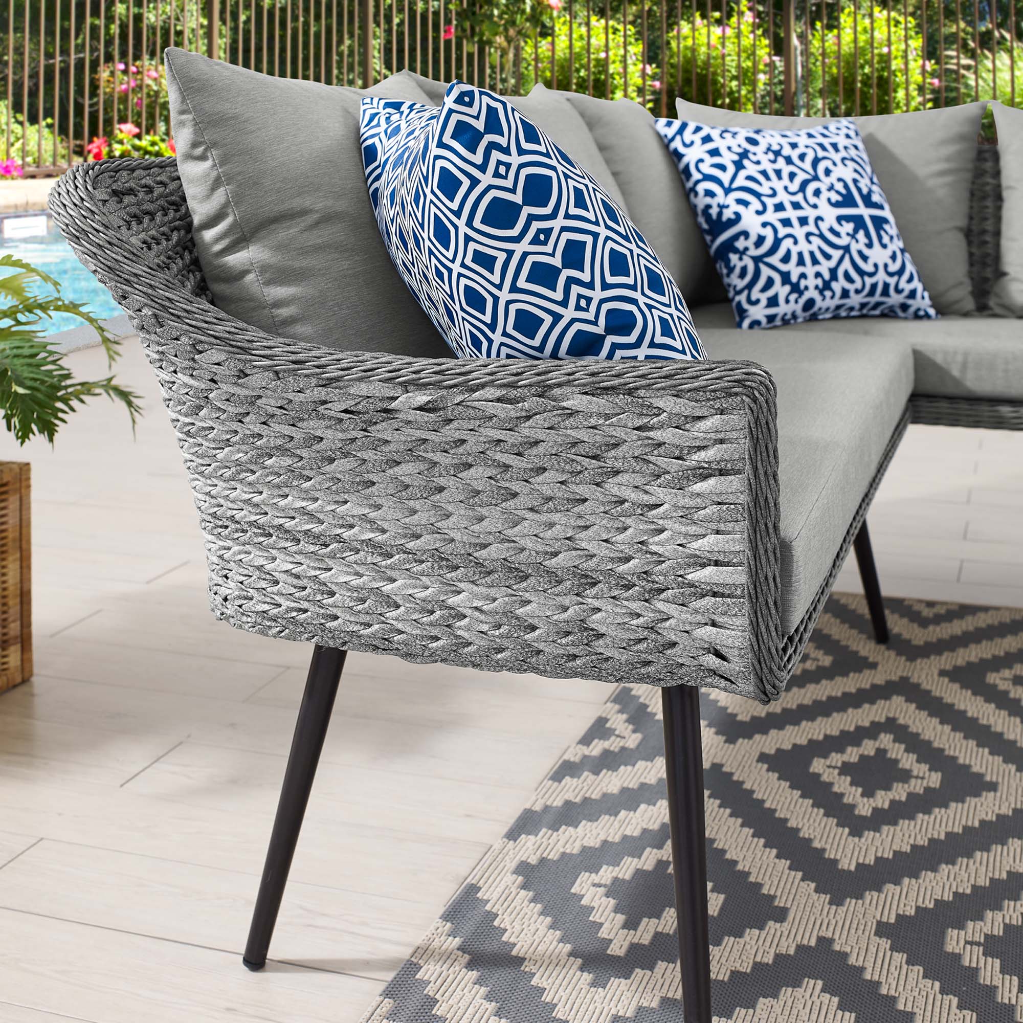 Endeavor Outdoor Patio Wicker Rattan Sectional Sofa by Modway