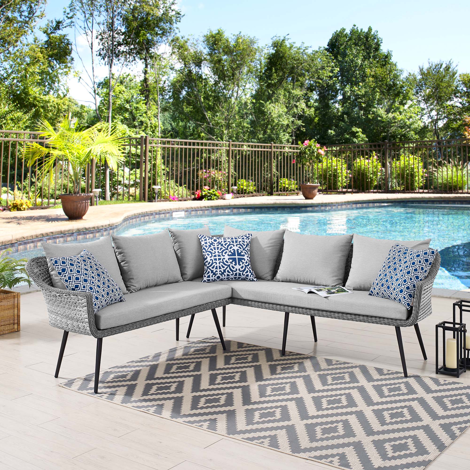 Endeavor Outdoor Patio Wicker Rattan Sectional Sofa by Modway