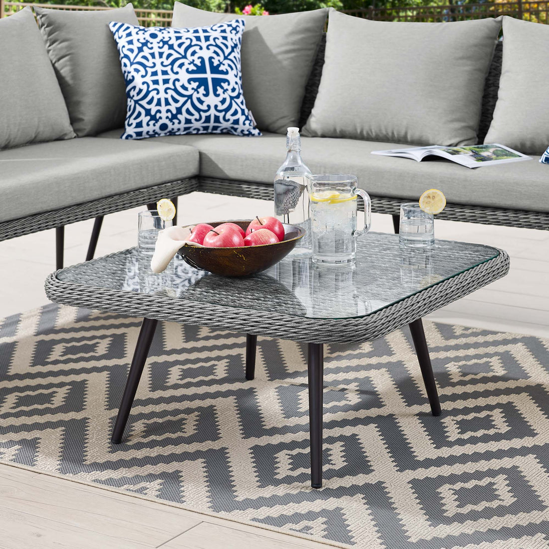 Endeavor Outdoor Patio Wicker Rattan Square Coffee Table by Modway