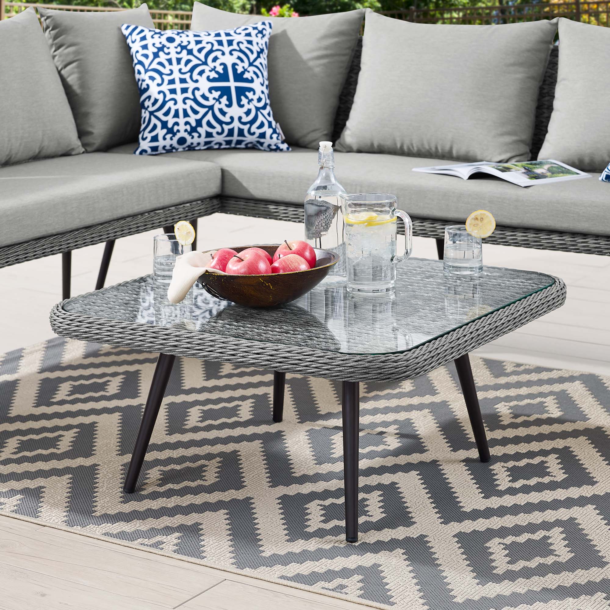 Endeavor Outdoor Patio Wicker Rattan Square Coffee Table by Modway