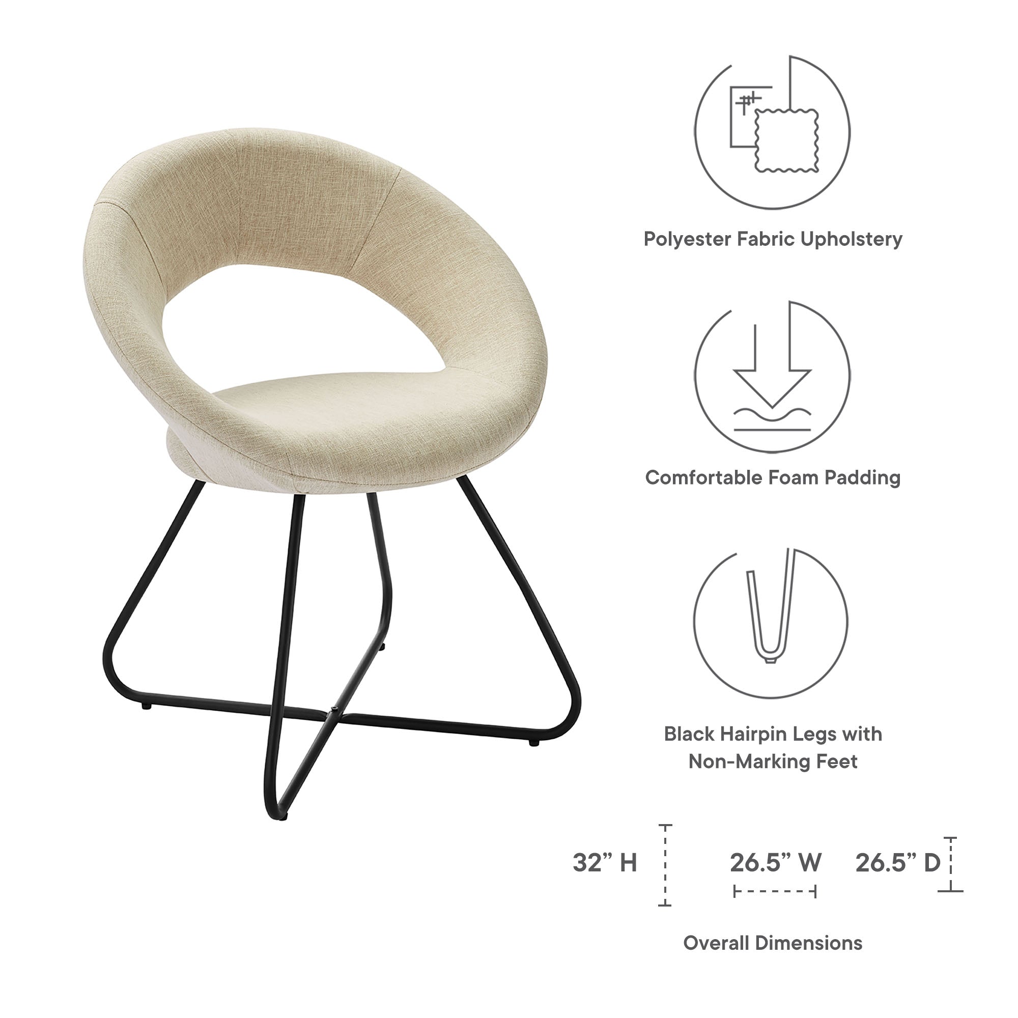 Nouvelle Upholstered Fabric Dining Chair Set of 2 by Modway