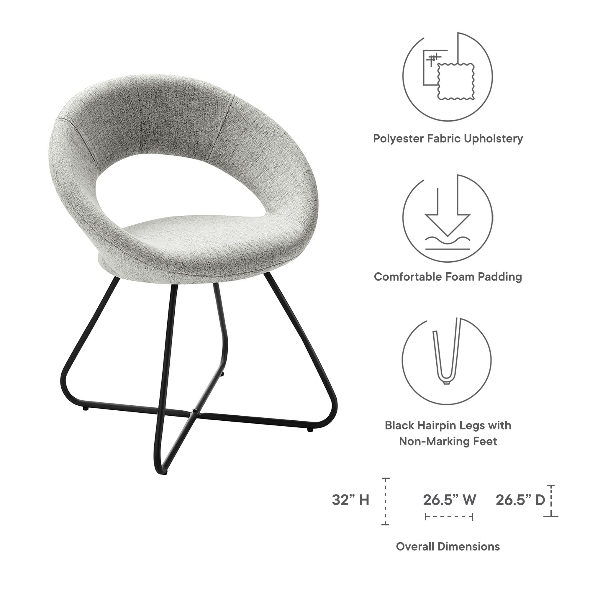 Nouvelle Upholstered Fabric Dining Chair Set of 2 by Modway