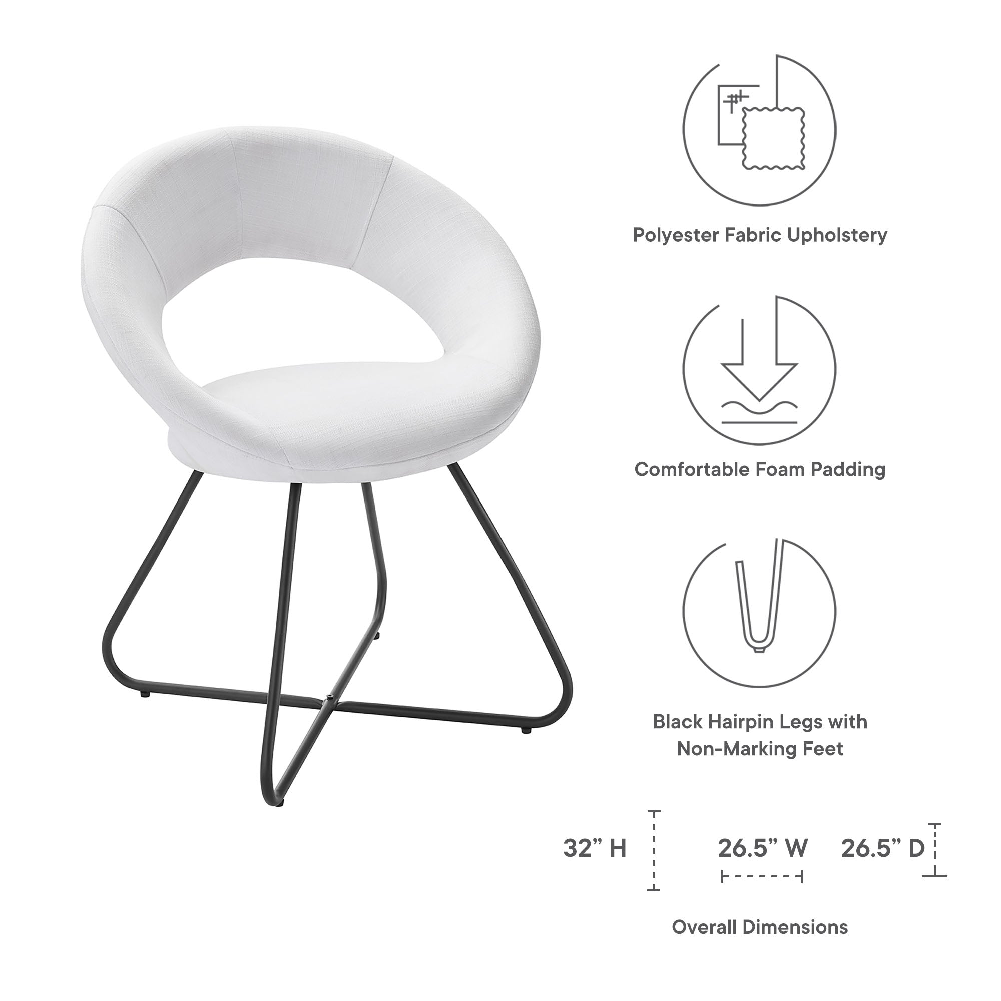 Nouvelle Upholstered Fabric Dining Chair Set of 2 by Modway