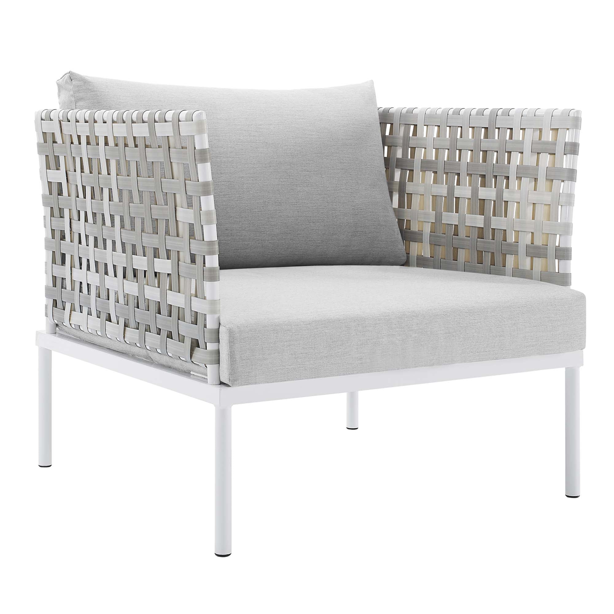 Harmony 3-Piece Sunbrella® Basket Weave Outdoor Patio Aluminum Seating Set by Modway