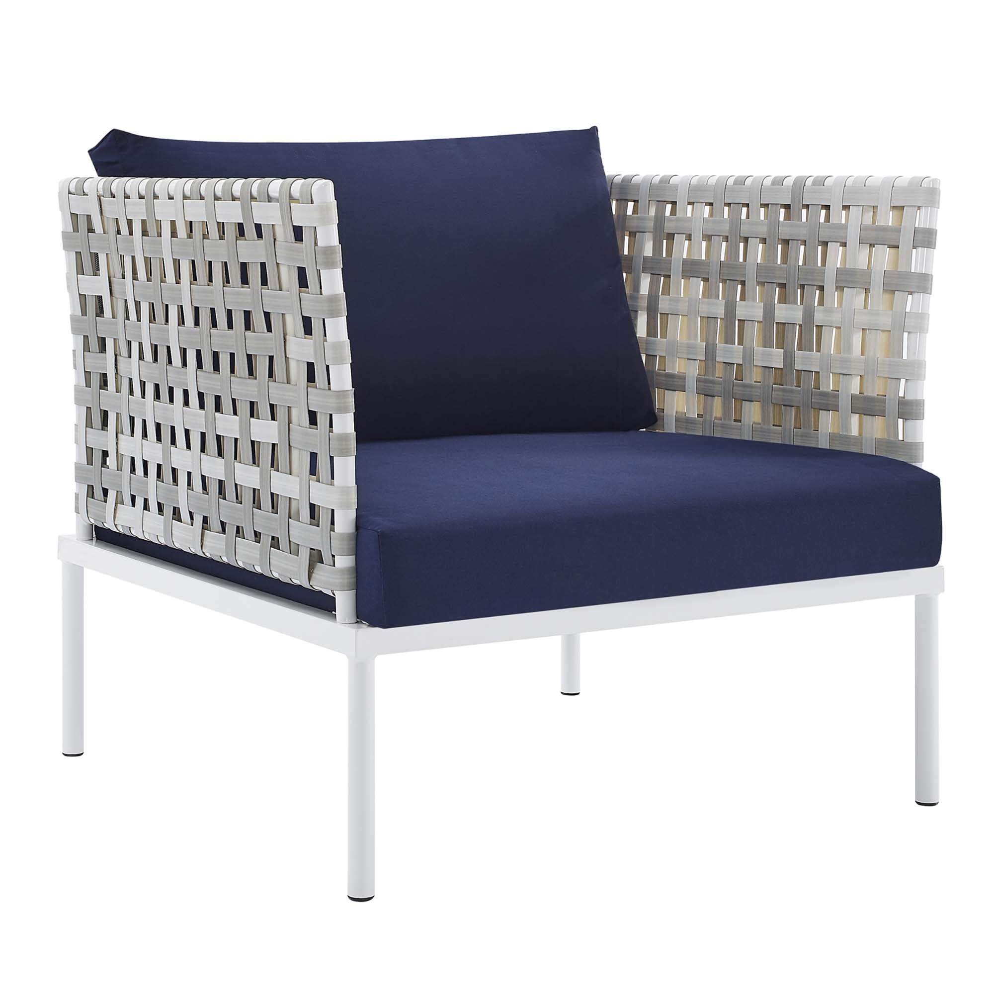 Harmony 3-Piece Sunbrella® Basket Weave Outdoor Patio Aluminum Seating Set by Modway