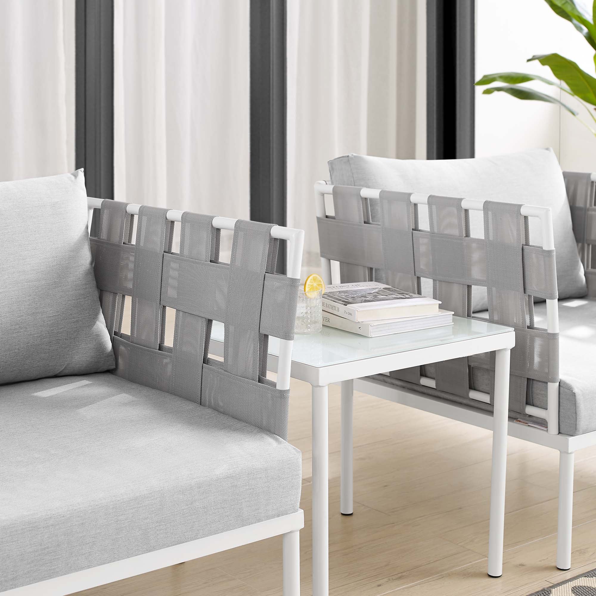 Harmony 3-Piece Sunbrella® Outdoor Patio Aluminum Seating Set by Modway