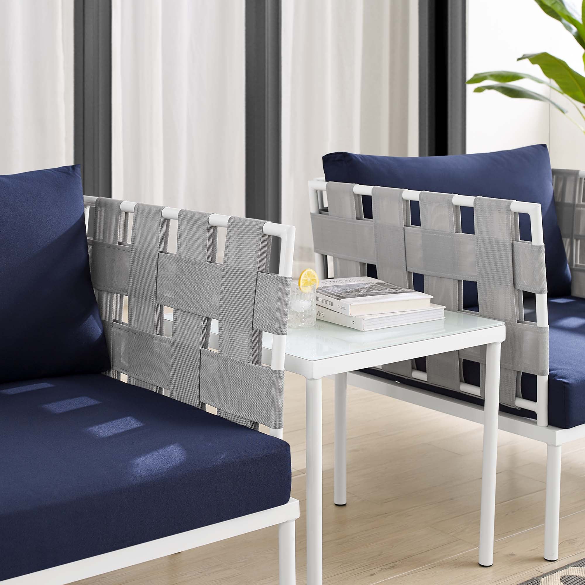 Harmony 3-Piece Sunbrella® Outdoor Patio Aluminum Seating Set by Modway