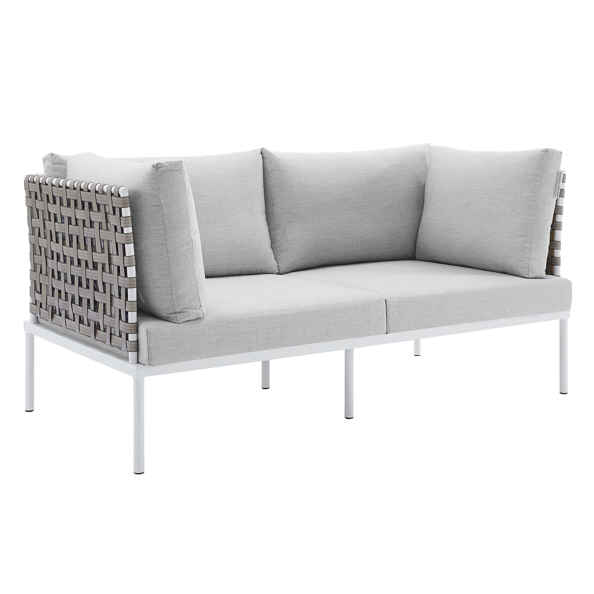 Harmony 4-Piece Sunbrella® Basket Weave Outdoor Patio Aluminum Seating Set by Modway