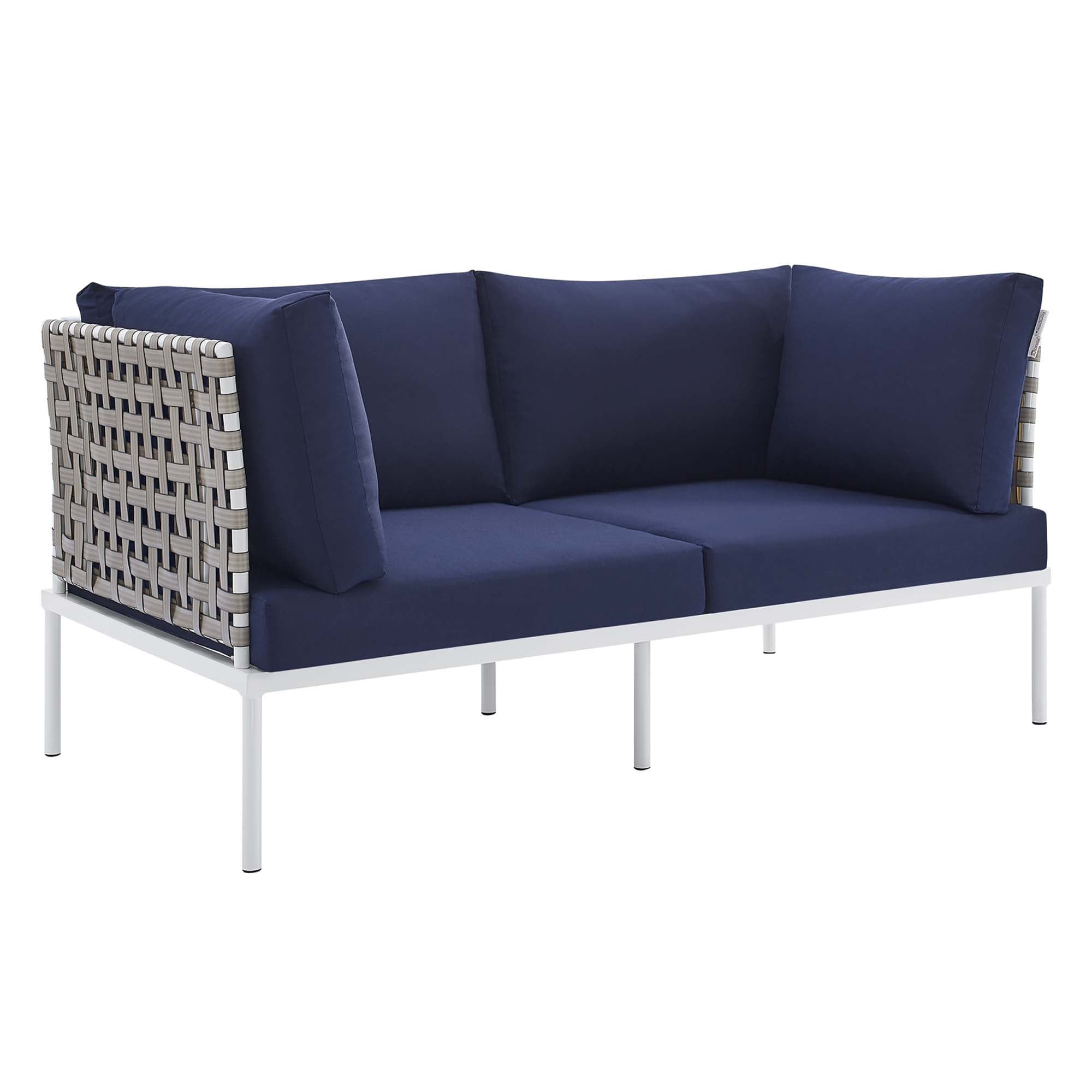 Harmony 4-Piece Sunbrella® Basket Weave Outdoor Patio Aluminum Seating Set by Modway