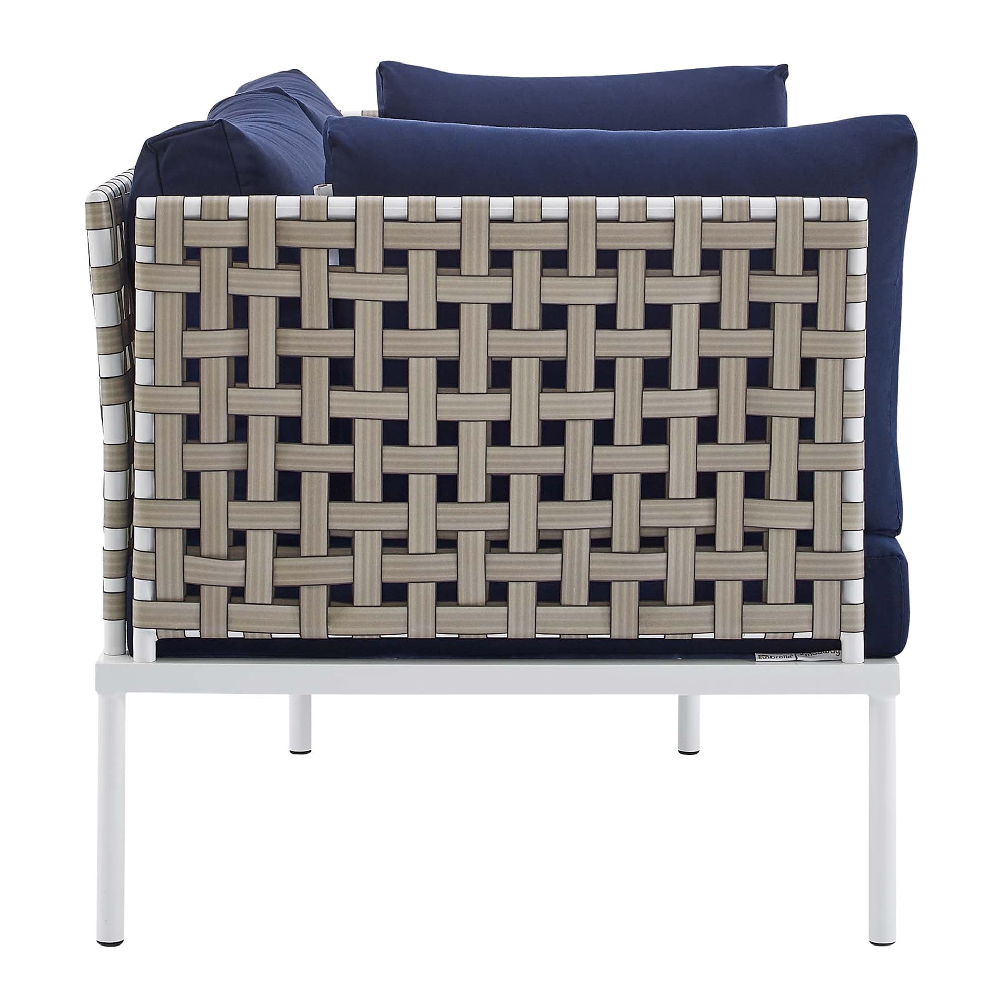 Harmony 4-Piece Sunbrella® Basket Weave Outdoor Patio Aluminum Seating Set by Modway