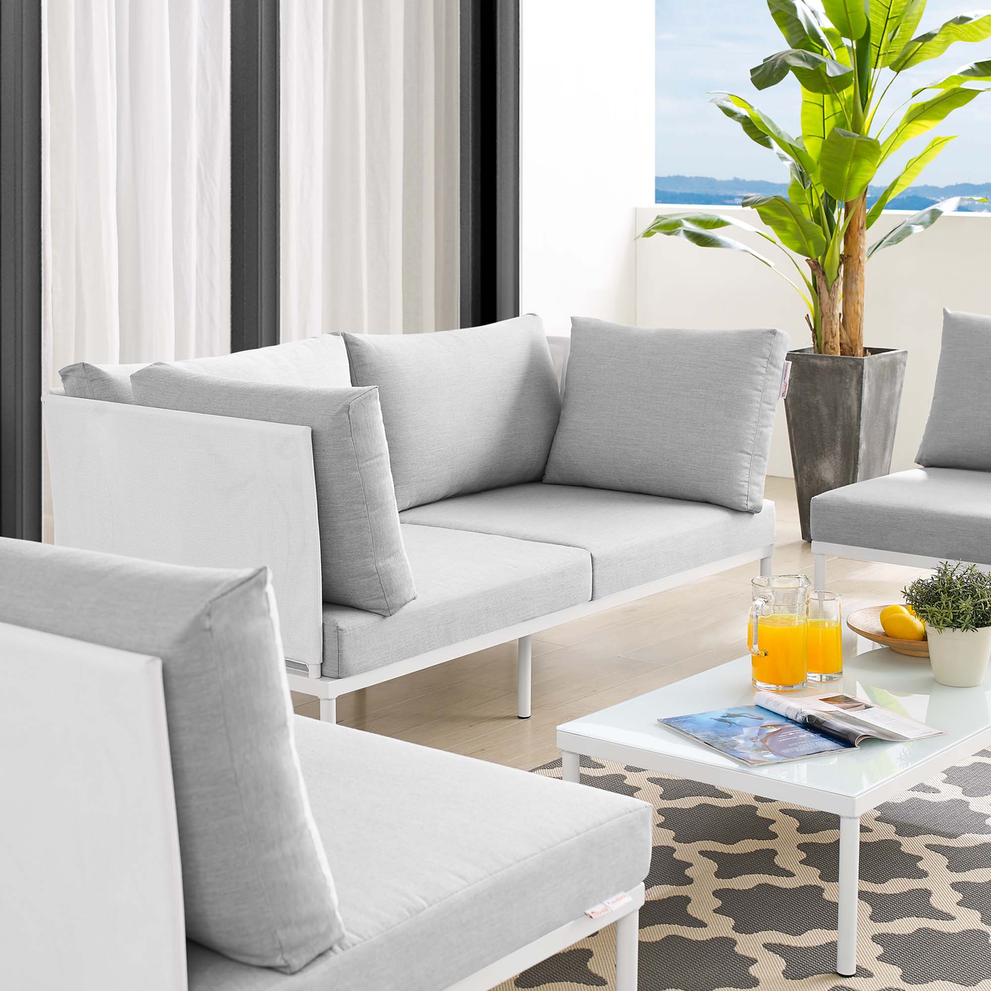 Harmony 4-Piece Sunbrella® Outdoor Patio Aluminum Seating Set by Modway
