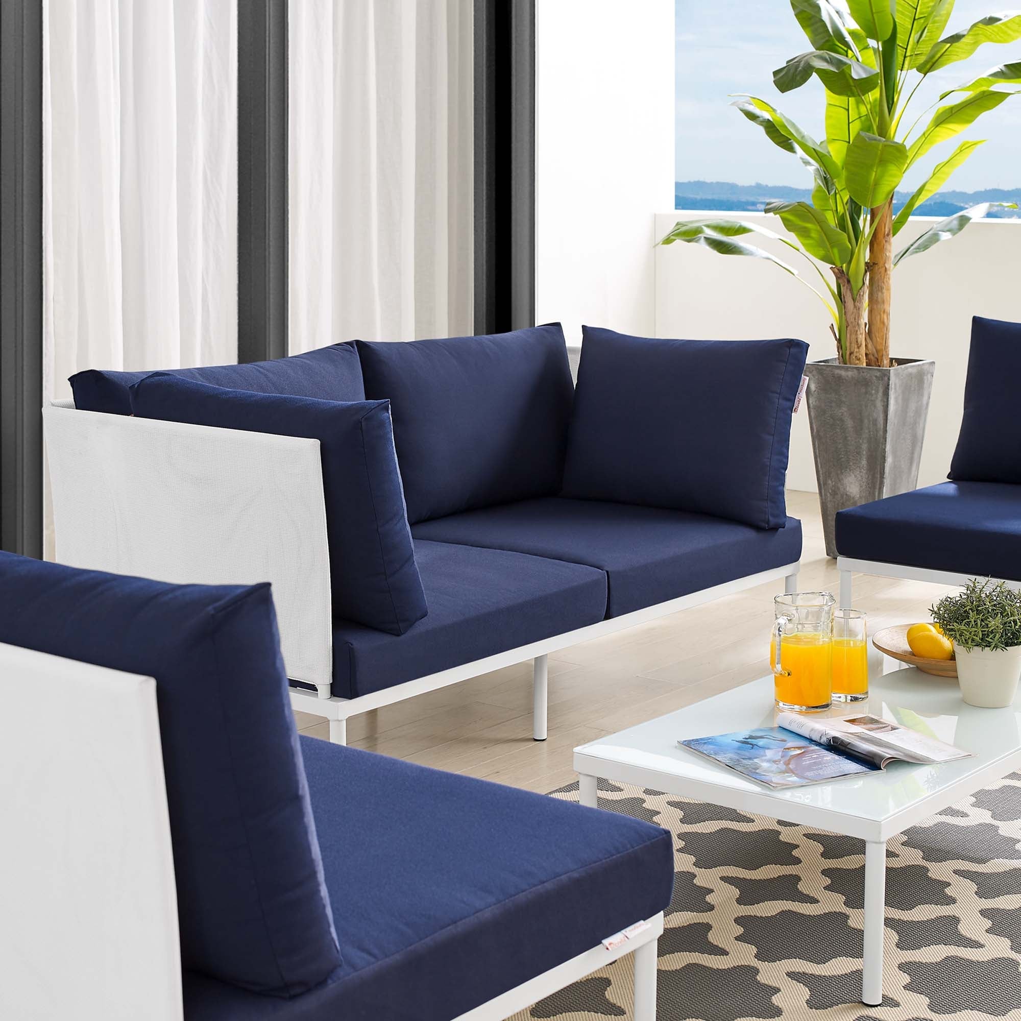 Harmony 4-Piece Sunbrella® Outdoor Patio Aluminum Seating Set by Modway