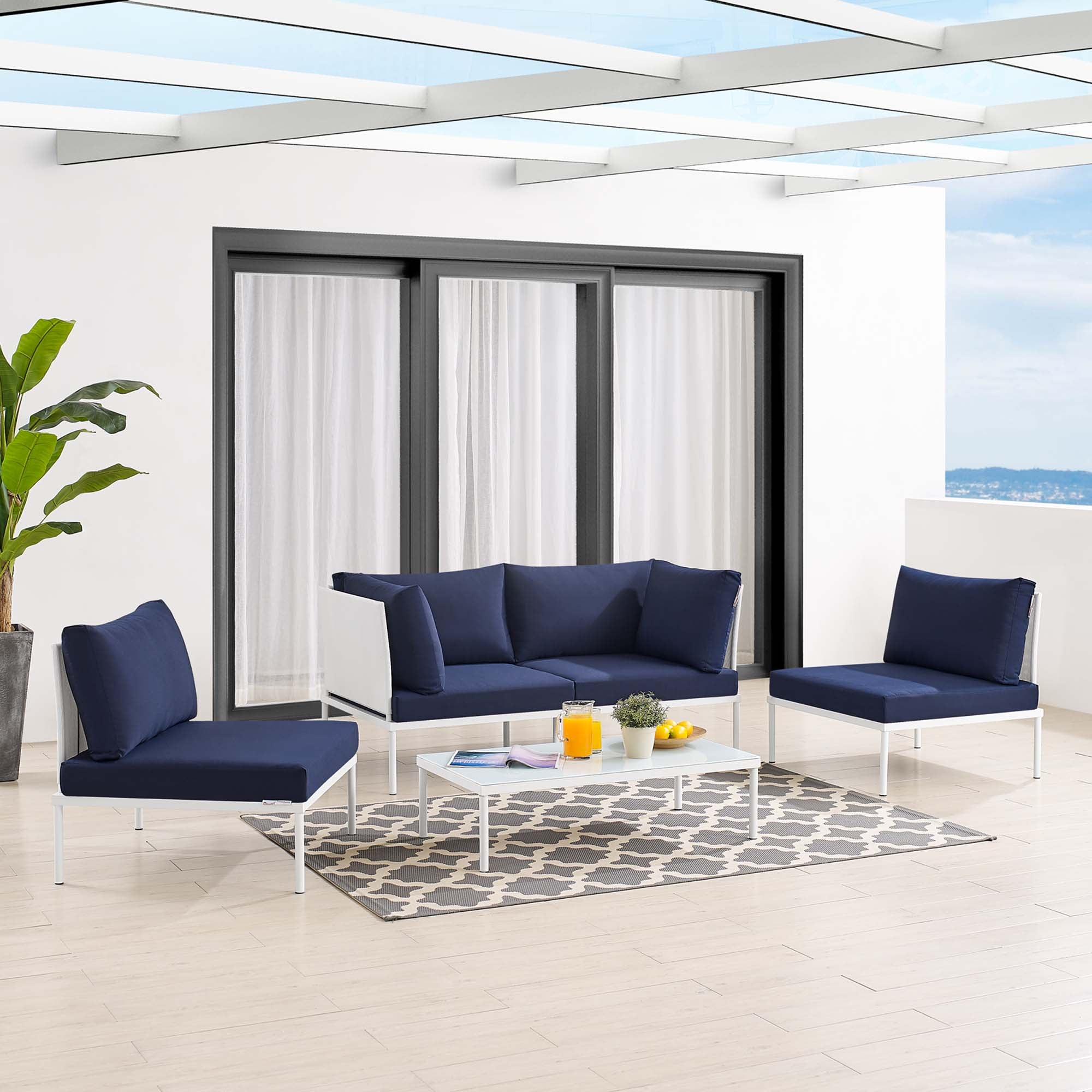 Harmony 4-Piece Sunbrella® Outdoor Patio Aluminum Seating Set by Modway