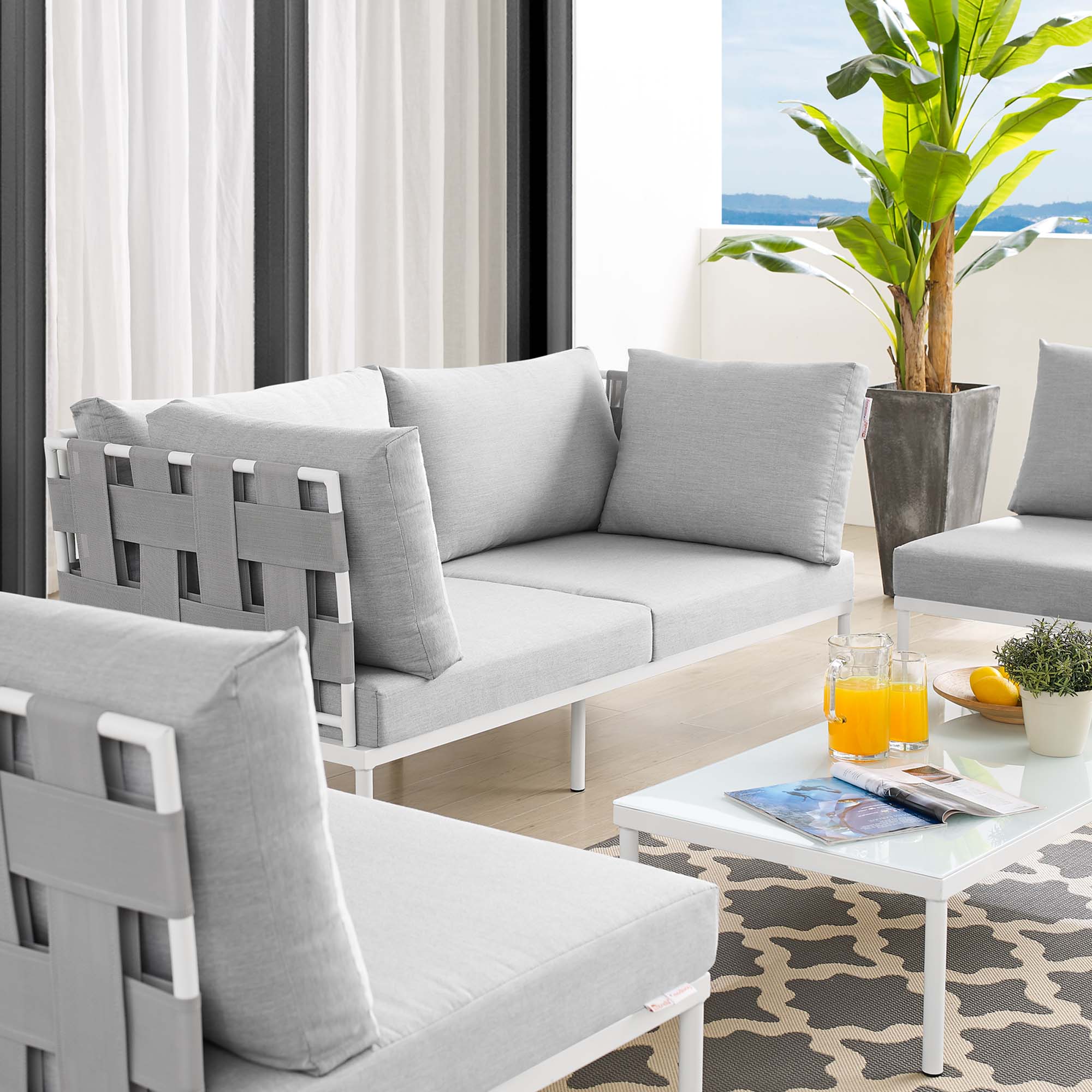 Harmony 4-Piece Sunbrella® Outdoor Patio Aluminum Seating Set by Modway