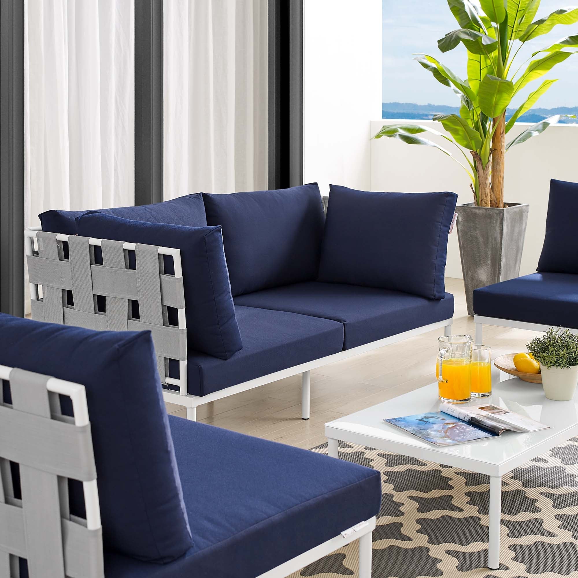 Harmony 4-Piece Sunbrella® Outdoor Patio Aluminum Seating Set by Modway