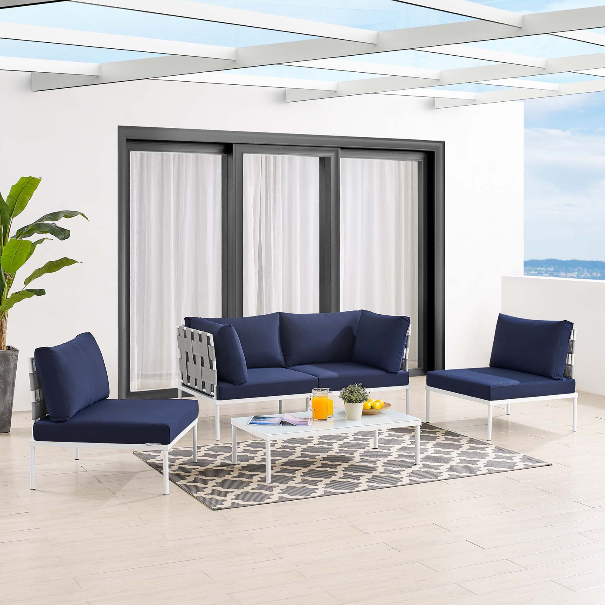 Harmony 4-Piece Sunbrella® Outdoor Patio Aluminum Seating Set by Modway