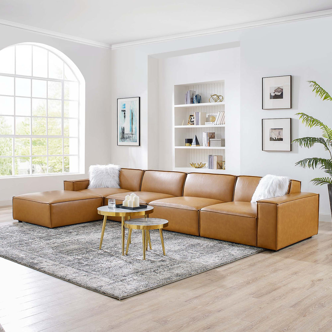 Restore 5-Piece Vegan Leather Sectional Sofa by Modway