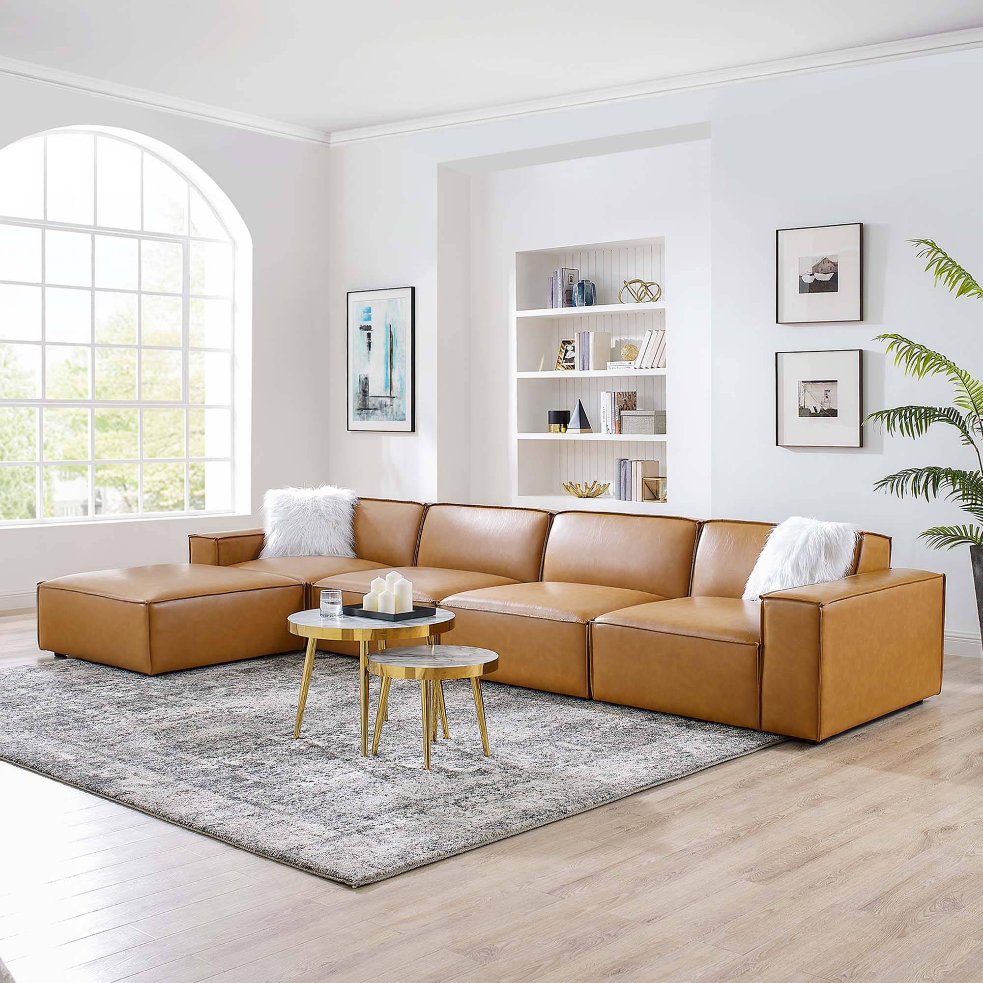 Restore 5-Piece Vegan Leather Sectional Sofa by Modway