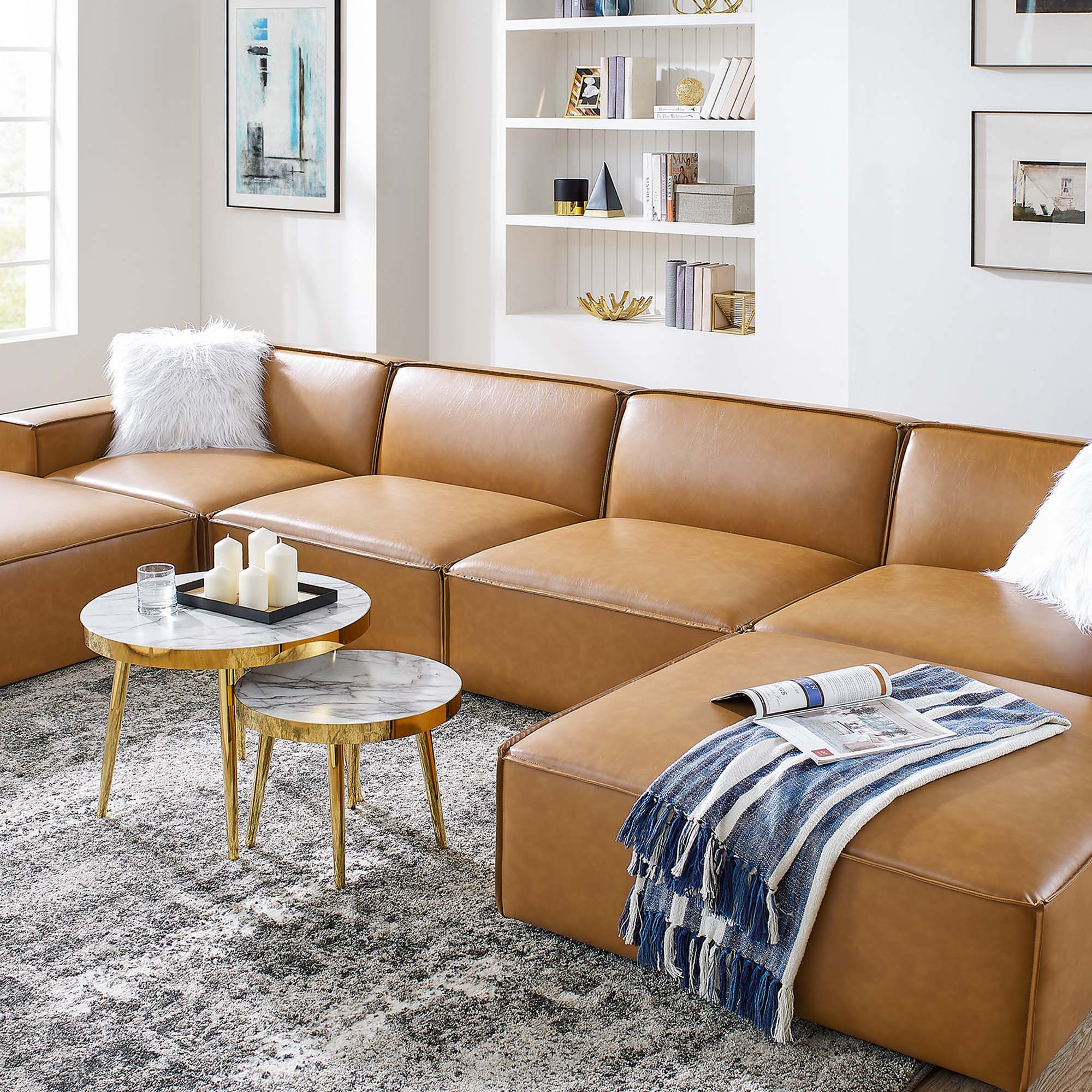 Restore 6-Piece Vegan Leather Sectional Sofa by Modway
