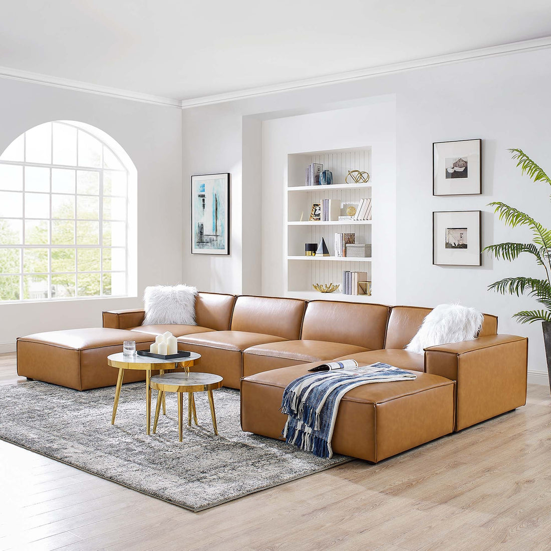Restore 6-Piece Vegan Leather Sectional Sofa by Modway