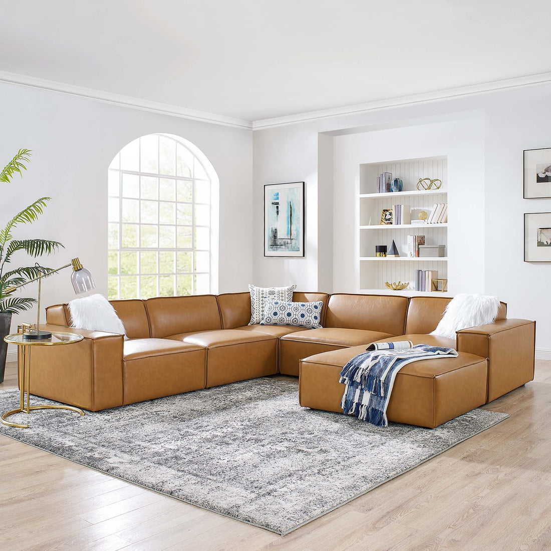 Restore 6-Piece Vegan Leather Sectional Sofa by Modway