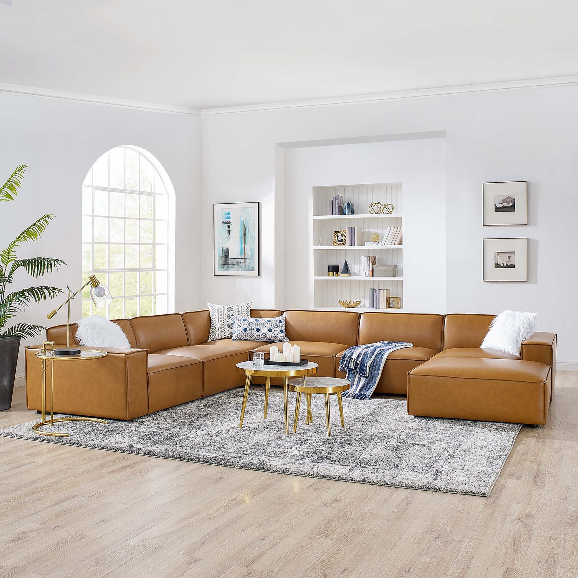 Restore 7-Piece Vegan Leather Sectional Sofa by Modway